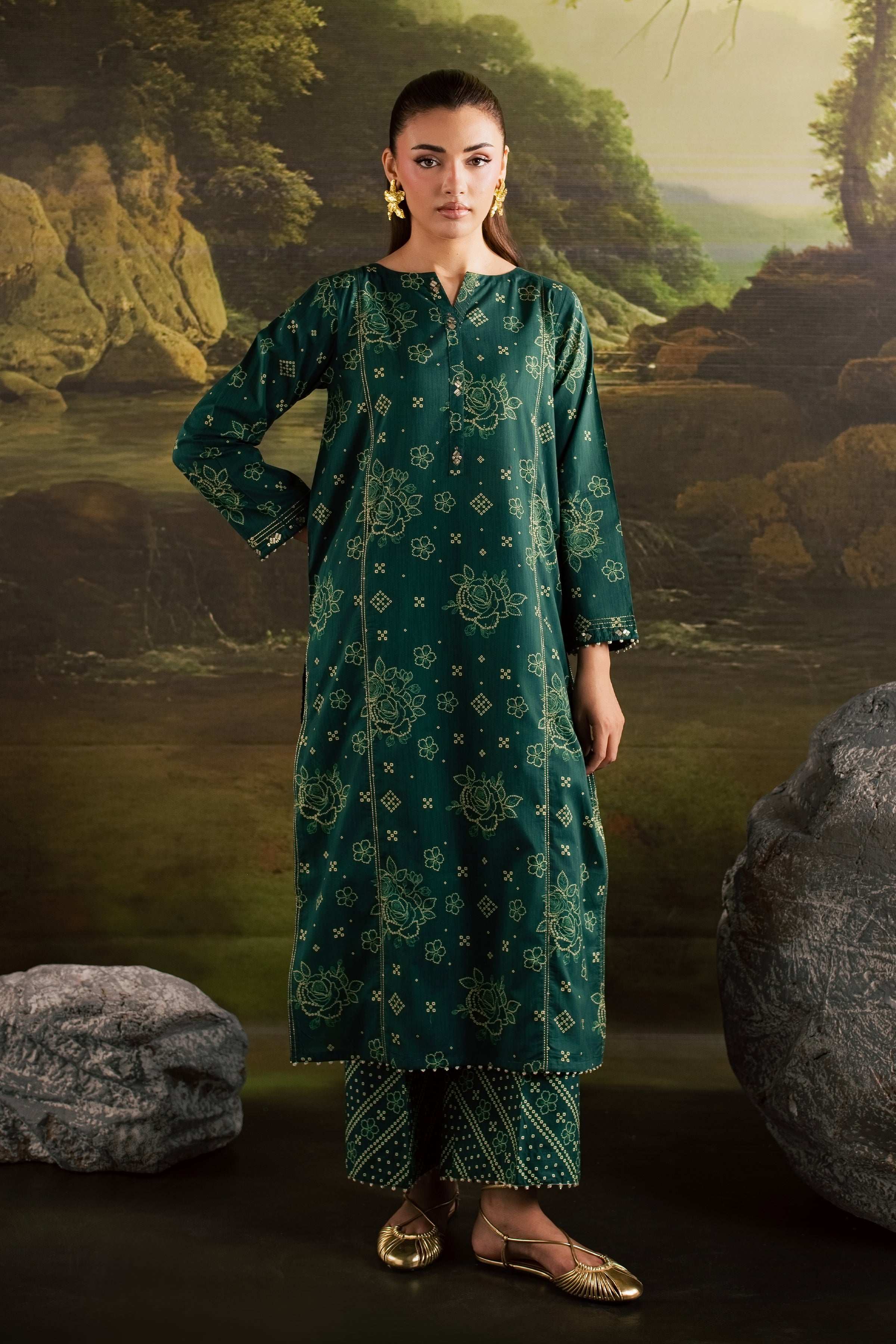  Moonsoon 2Pc - Printed Lawn Dress BATIKSS26  BATIK   XS / Bottle Green / Lawn-S / Bottle Green / Lawn-M / Bottle Green / Lawn-L / Bottle Green / Lawn-XL / Bottle Green / Lawn