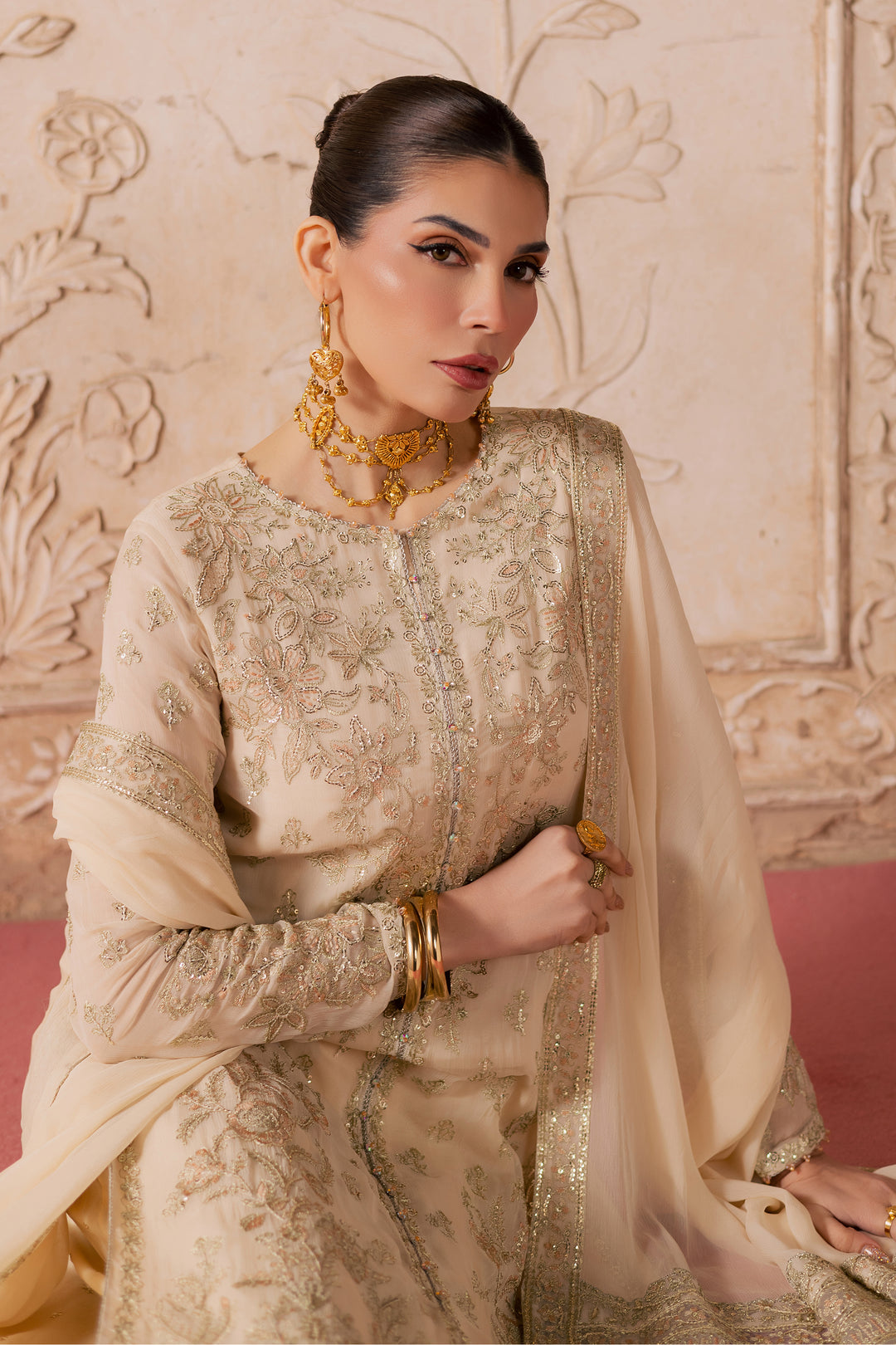  Mooti 3Pc - Festive Luxe Pret BATIKLuxePRET  BATIK   XS / Ivory / Chiffon-S / Ivory / Chiffon-M / Ivory / Chiffon-L / Ivory / Chiffon-XL / Ivory / Chiffon