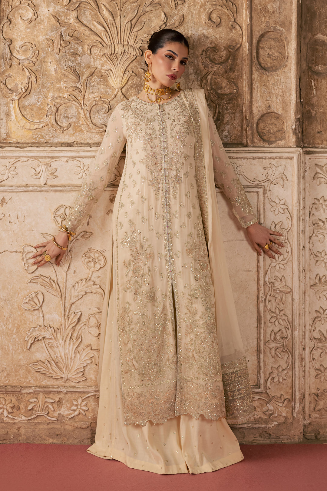  Mooti 3Pc - Festive Luxe Pret BATIKLuxePRET  BATIK   XS / Ivory / Chiffon-S / Ivory / Chiffon-M / Ivory / Chiffon-L / Ivory / Chiffon-XL / Ivory / Chiffon