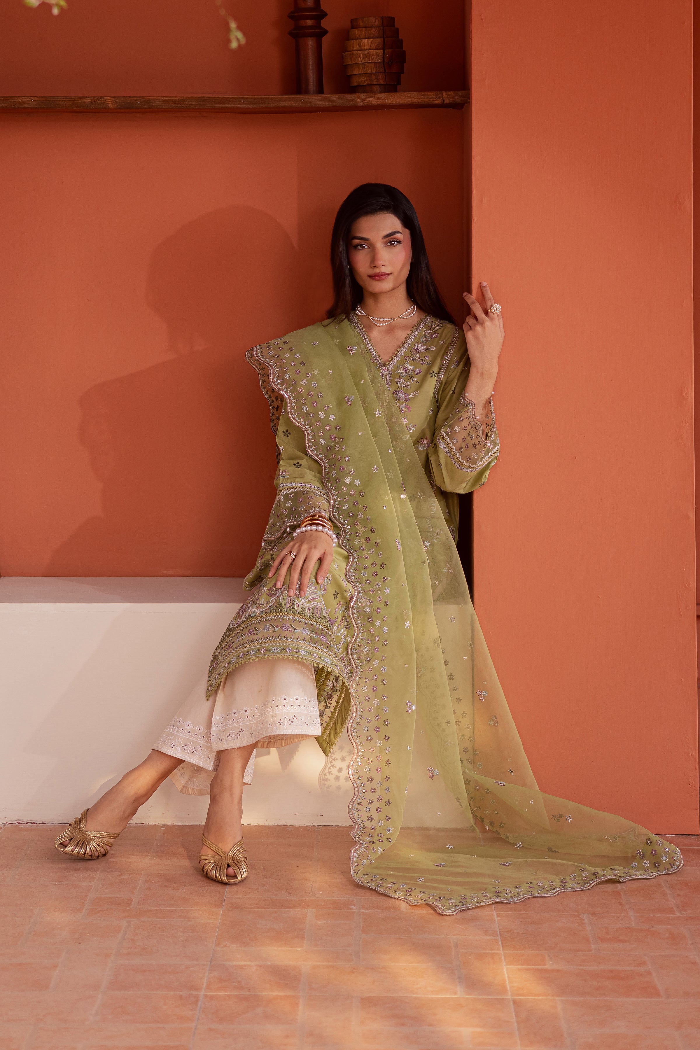  Mor Bagh 3Pc - Festive Embroidered Lawn BATIKEID2026  BATIK   XS / Green / Pima Lawn-S / Green / Pima Lawn-M / Green / Pima Lawn-L / Green / Pima Lawn-XL / Green / Pima Lawn