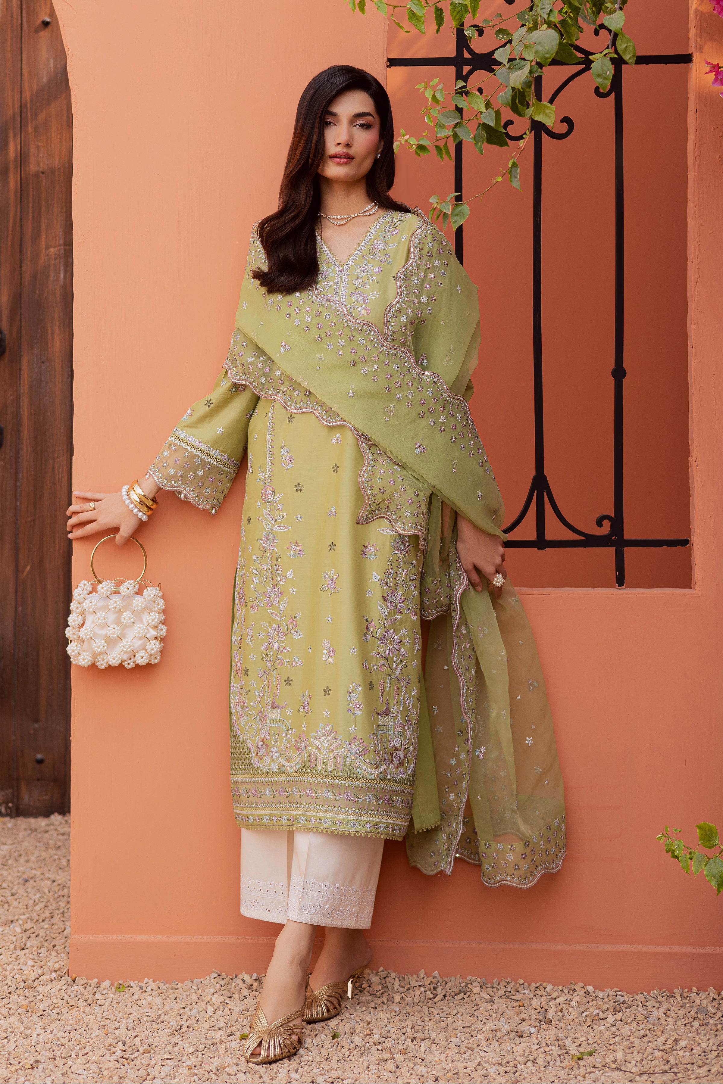  Mor Bagh 3Pc - Festive Embroidered Lawn BATIKEID2026  BATIK   XS / Green / Pima Lawn-S / Green / Pima Lawn-M / Green / Pima Lawn-L / Green / Pima Lawn-XL / Green / Pima Lawn