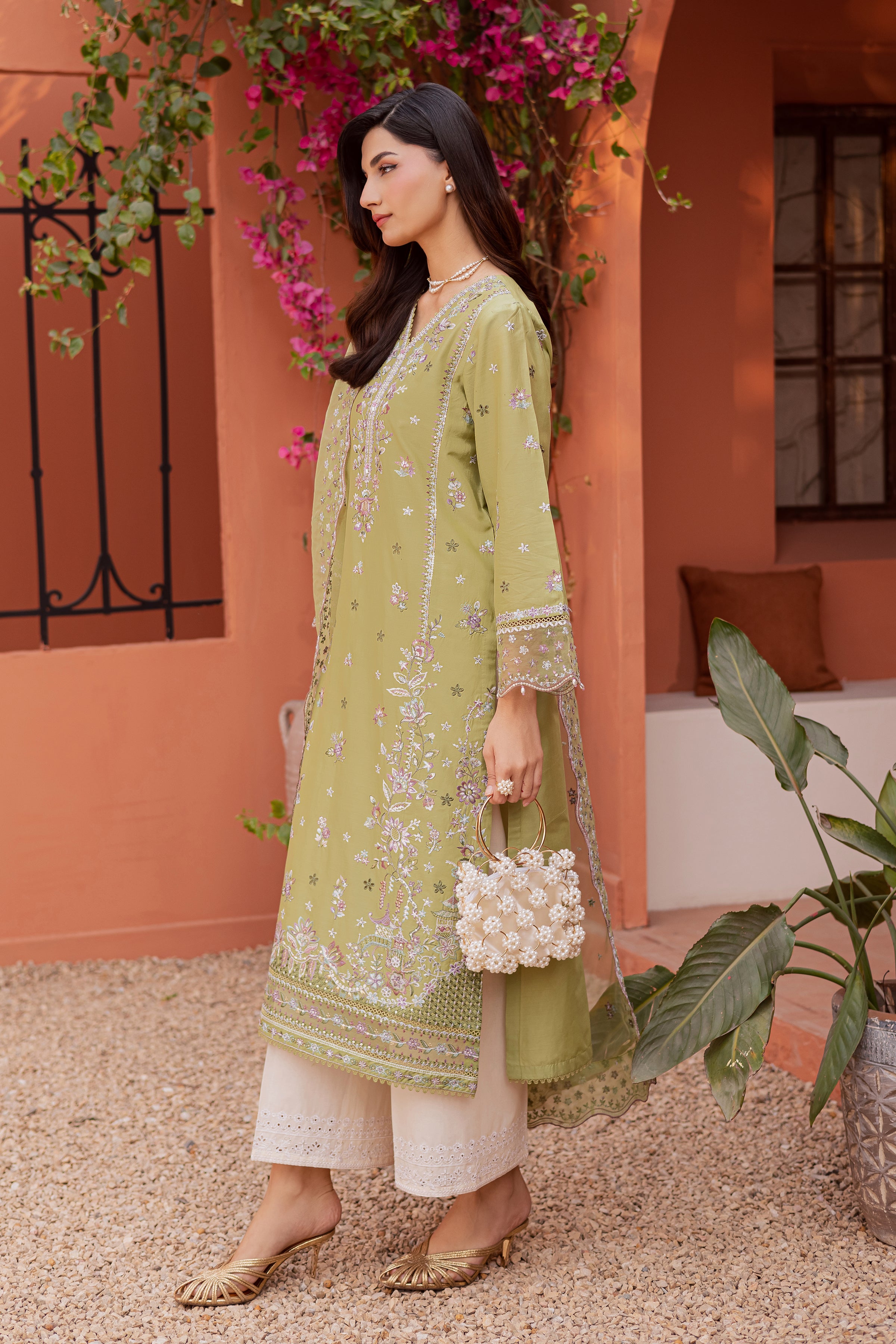  Mor Bagh 3Pc - Festive Embroidered Lawn BATIKEID2026  BATIK   XS / Green / Pima Lawn-S / Green / Pima Lawn-M / Green / Pima Lawn-L / Green / Pima Lawn-XL / Green / Pima Lawn