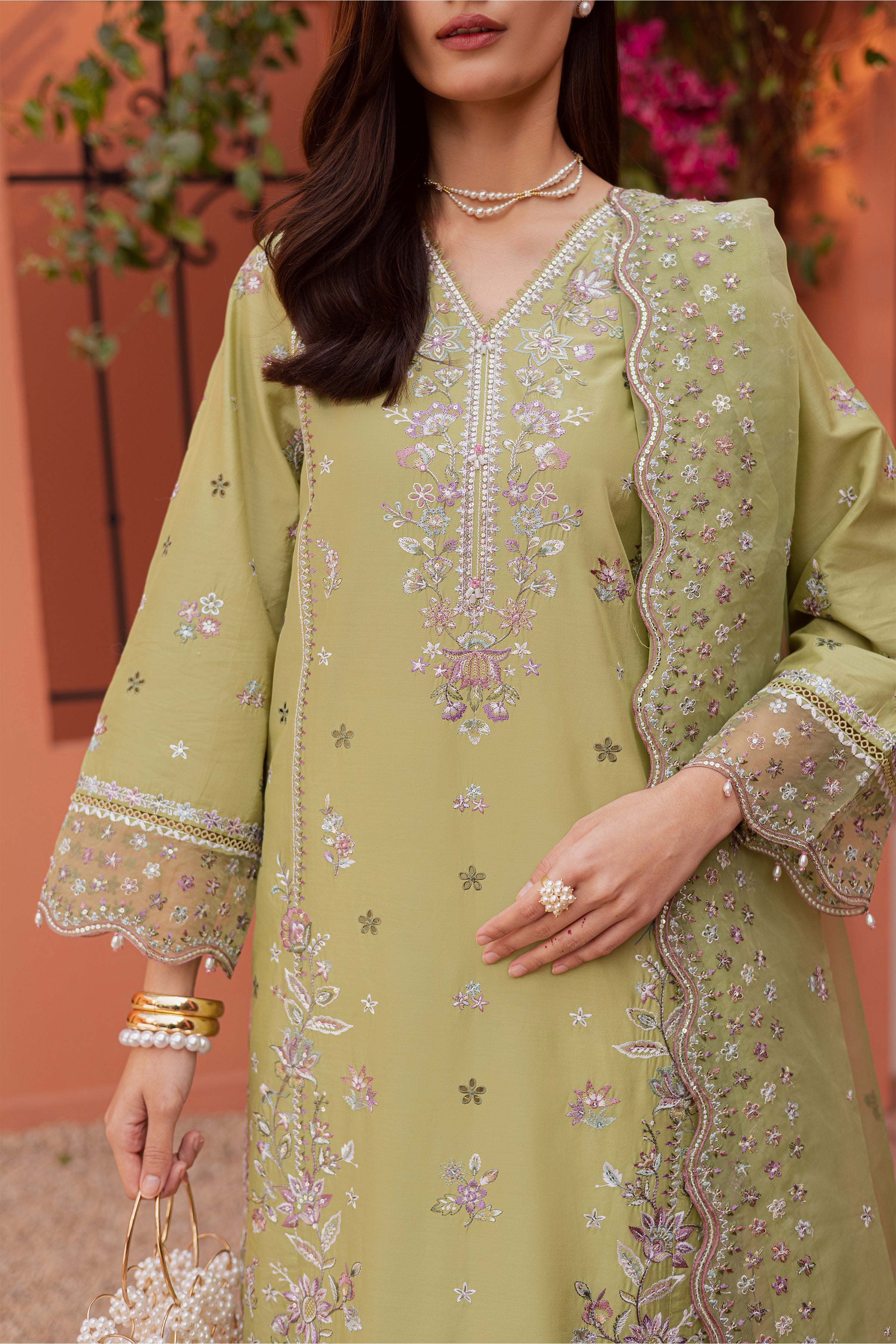  Mor Bagh 3Pc - Festive Embroidered Lawn BATIKEID2026  BATIK   XS / Green / Pima Lawn-S / Green / Pima Lawn-M / Green / Pima Lawn-L / Green / Pima Lawn-XL / Green / Pima Lawn