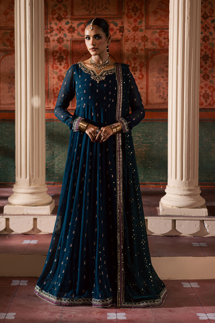  Mor Pankh 3Pc - Chiffon Wedding Frock BATIKLuxePRET2025  BATIK   S / Zinc / Raw Silk & Crinkle-M / Zinc / Raw Silk & Crinkle-L / Zinc / Raw Silk & Crinkle