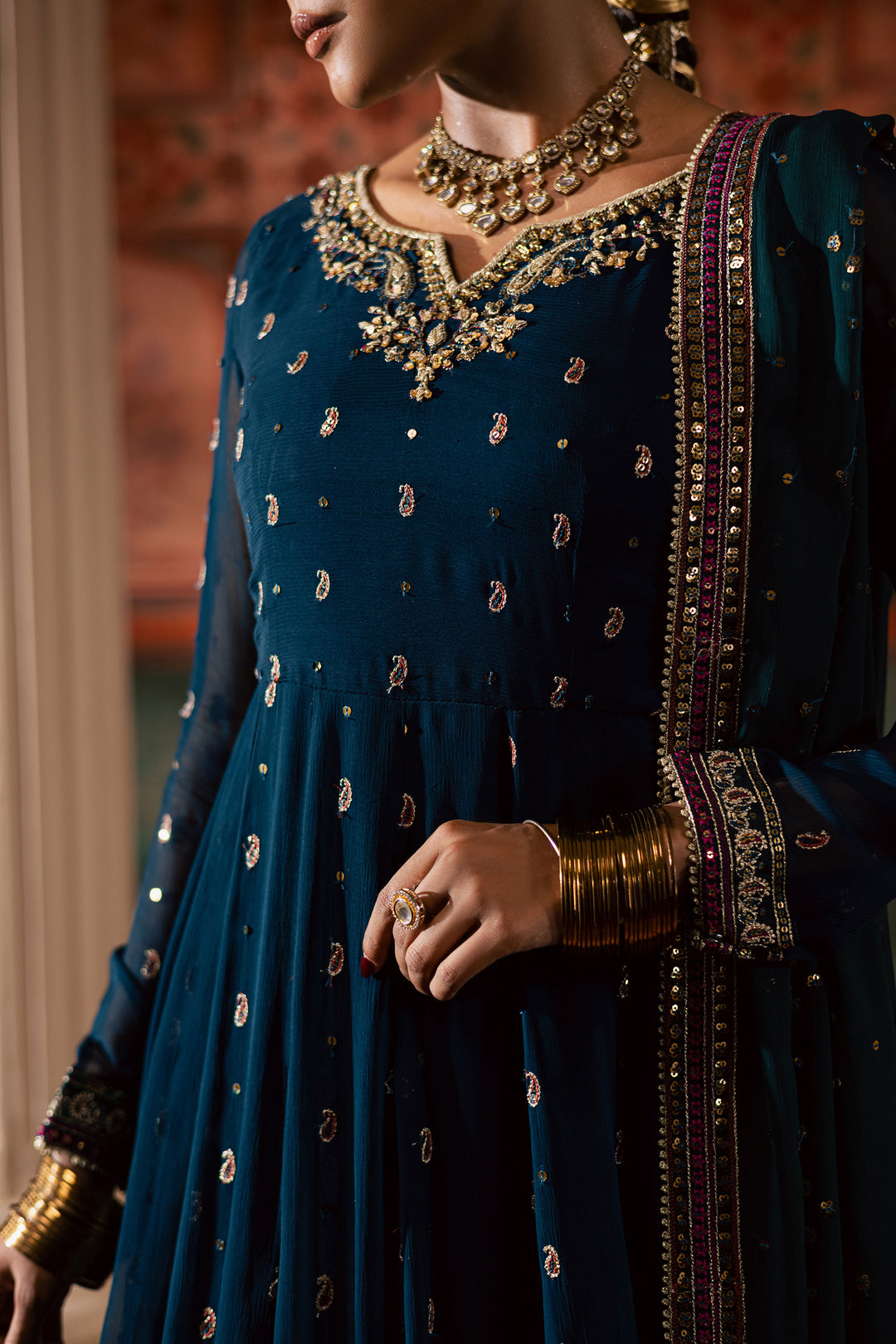  Mor Pankh 3Pc - Chiffon Wedding Frock BATIKLuxePRET2025  BATIK   S / Zinc / Raw Silk & Crinkle-M / Zinc / Raw Silk & Crinkle-L / Zinc / Raw Silk & Crinkle