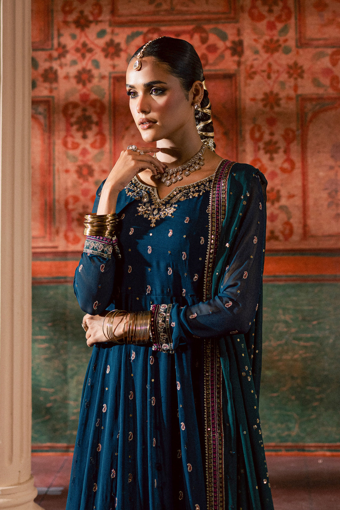  Mor Pankh 3Pc - Chiffon Wedding Frock BATIKLuxePRET2025  BATIK   S / Zinc / Raw Silk & Crinkle-M / Zinc / Raw Silk & Crinkle-L / Zinc / Raw Silk & Crinkle