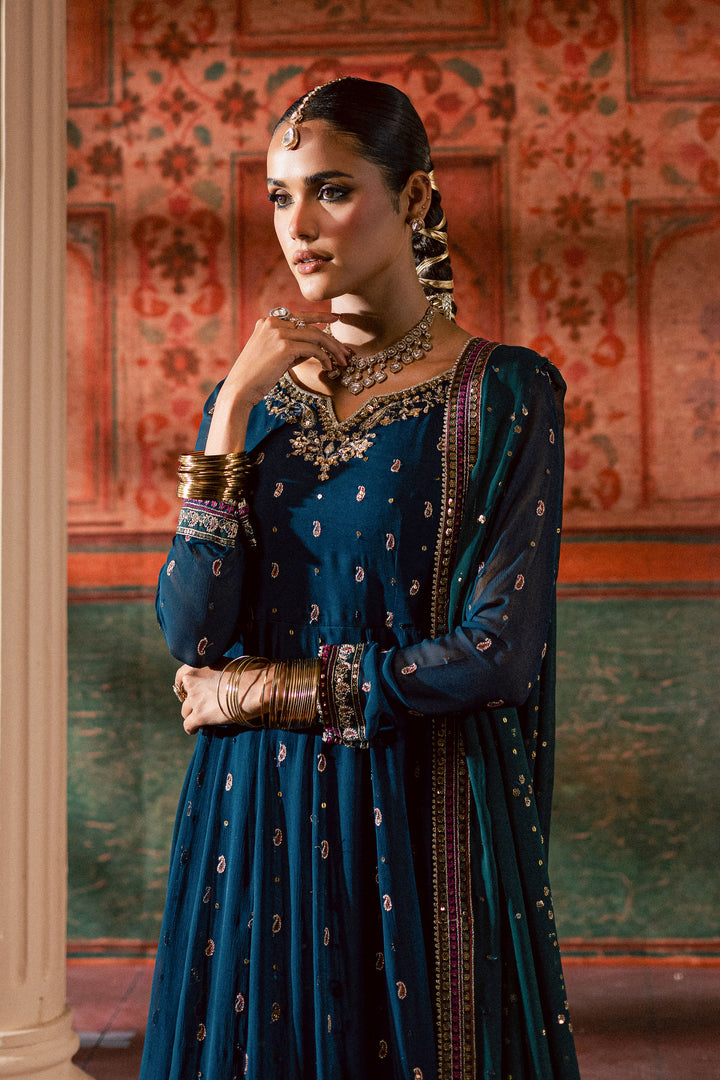  Mor Pankh 3Pc - Chiffon Wedding Frock BATIKLuxePRET2025  BATIK   S / Zinc / Raw Silk & Crinkle-M / Zinc / Raw Silk & Crinkle-L / Zinc / Raw Silk & Crinkle