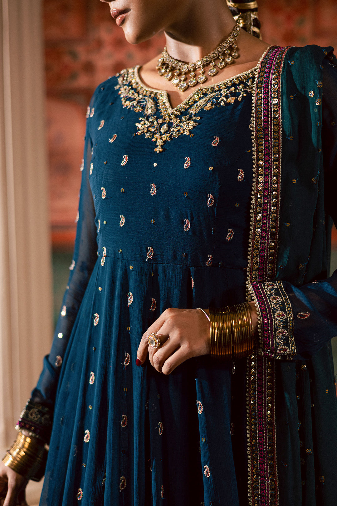  Mor Pankh 3Pc - Chiffon Wedding Frock BATIKLuxePRET2025  BATIK   S / Zinc / Raw Silk & Crinkle-M / Zinc / Raw Silk & Crinkle-L / Zinc / Raw Silk & Crinkle