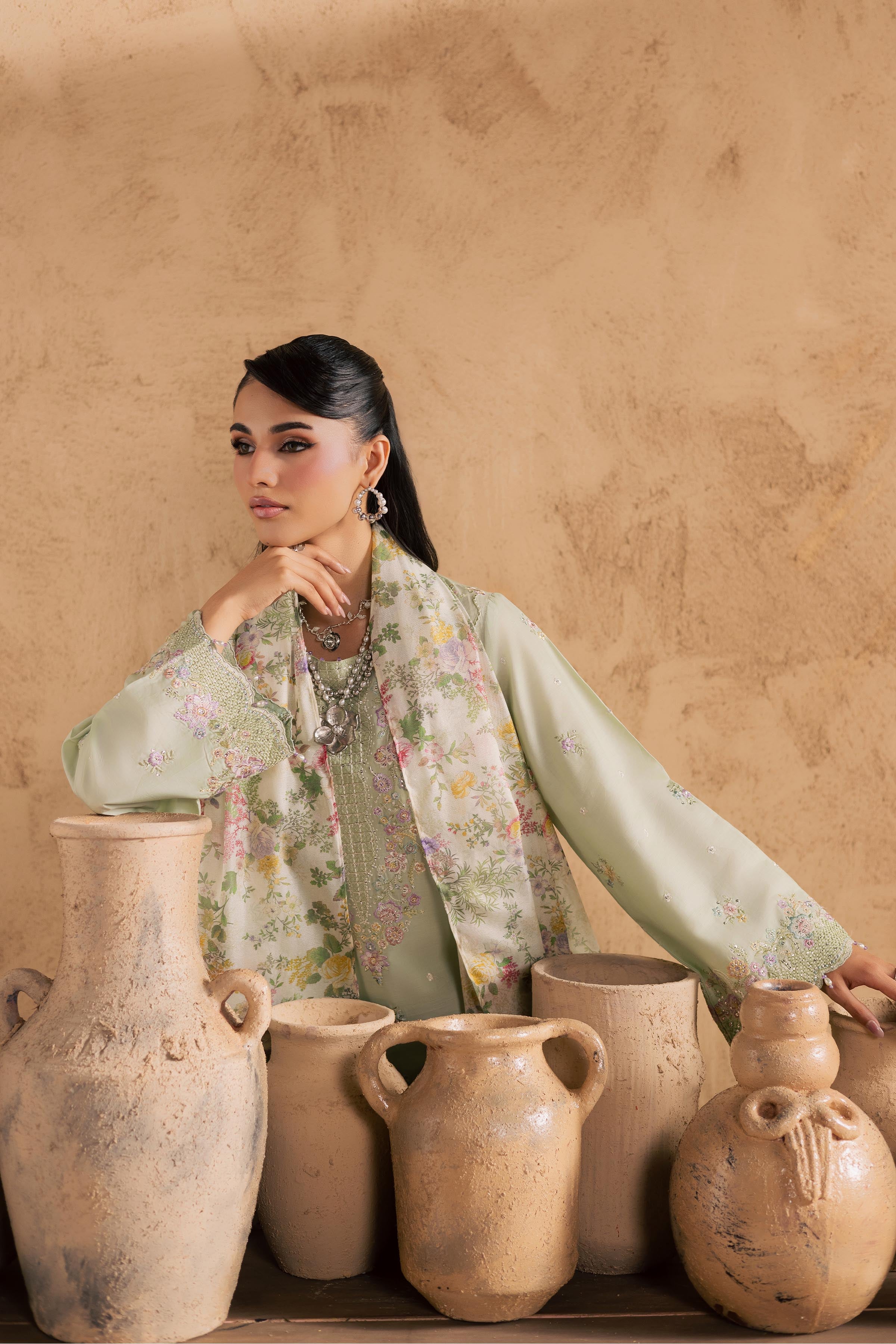  Morika 3Pc - Embroidered Festive Pret BATIKSS26  BATIK   XS / Bokchoy / Pima Lawn-S / Bokchoy / Pima Lawn-M / Bokchoy / Pima Lawn-L / Bokchoy / Pima Lawn-XL / Bokchoy / Pima Lawn