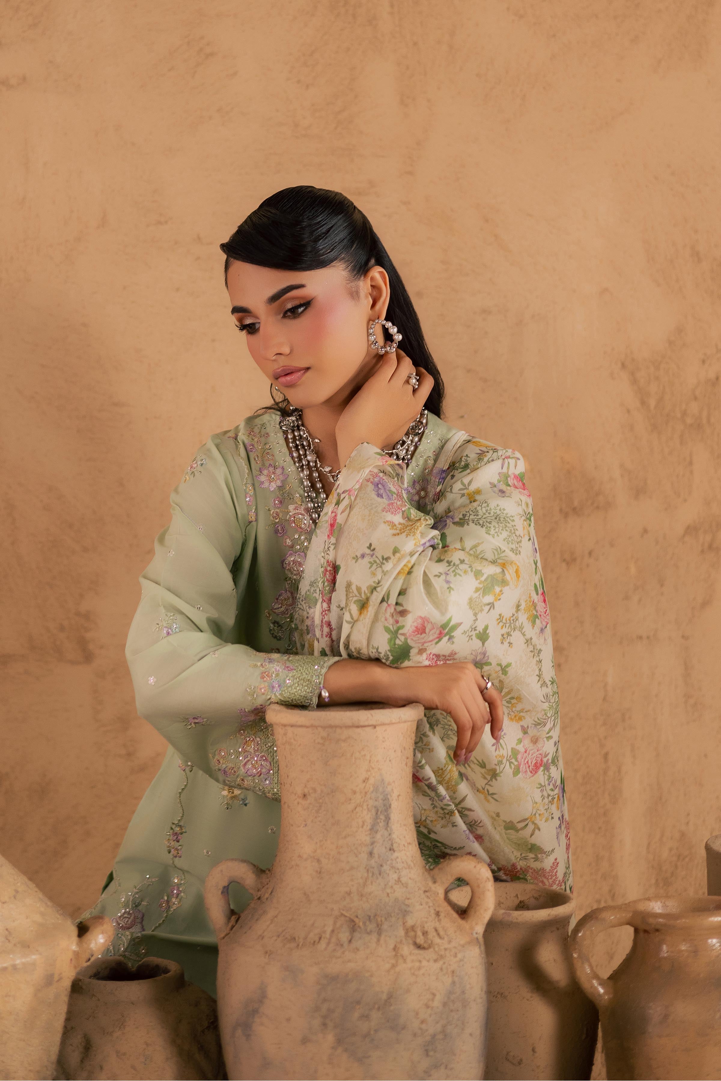  Morika 3Pc - Embroidered Festive Pret BATIKSS26  BATIK   XS / Bokchoy / Pima Lawn-S / Bokchoy / Pima Lawn-M / Bokchoy / Pima Lawn-L / Bokchoy / Pima Lawn-XL / Bokchoy / Pima Lawn