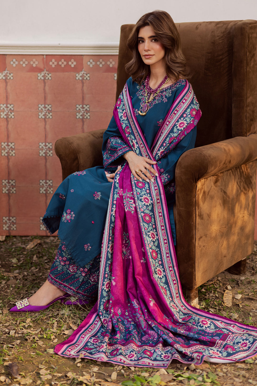 Moscow 3Pc - Embroidered Khaddar Dress