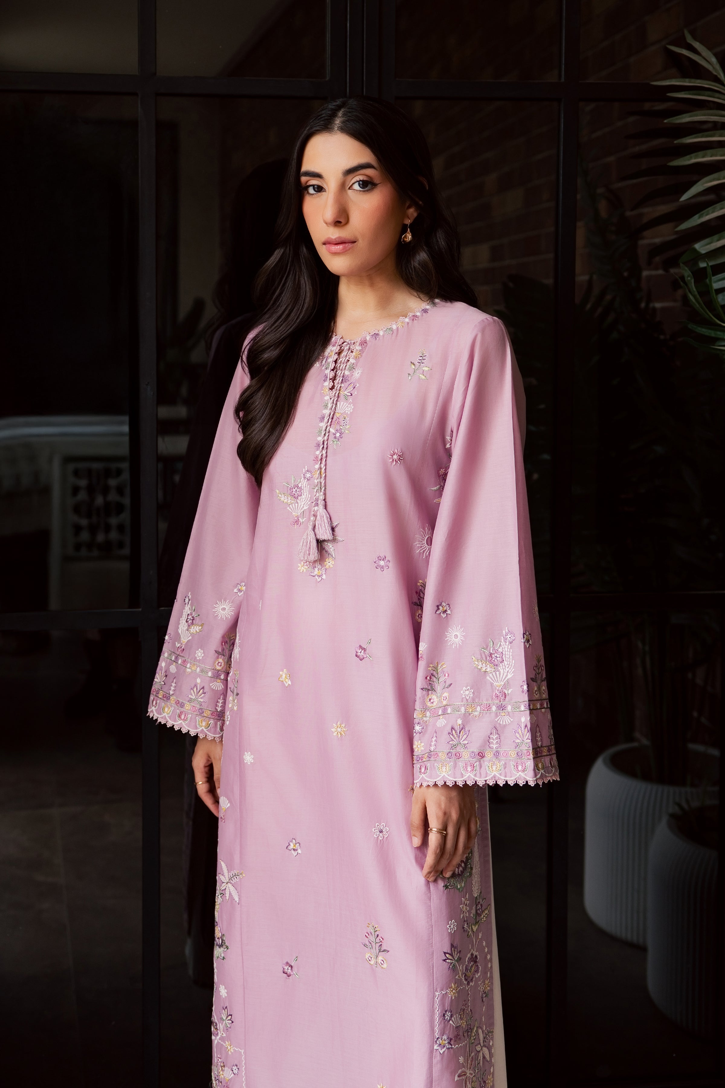 Muted Magic 2Pc - Embroidered Lawn Dress EverydayEdit26  BATIK   XS / Valerian / Pima Lawn