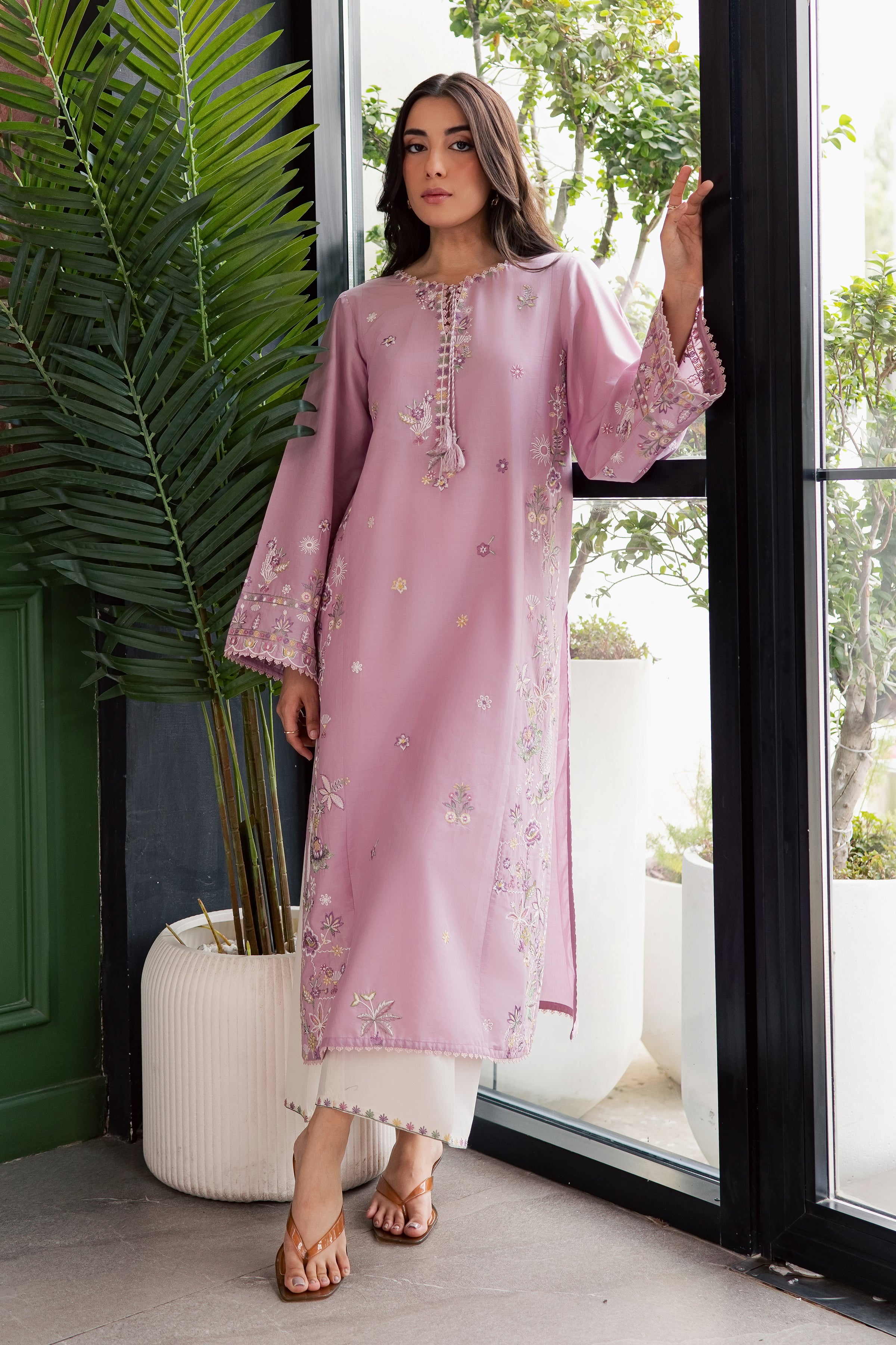Muted Magic 2Pc - Embroidered Lawn Dress EverydayEdit26  BATIK   XS / Valerian / Pima Lawn