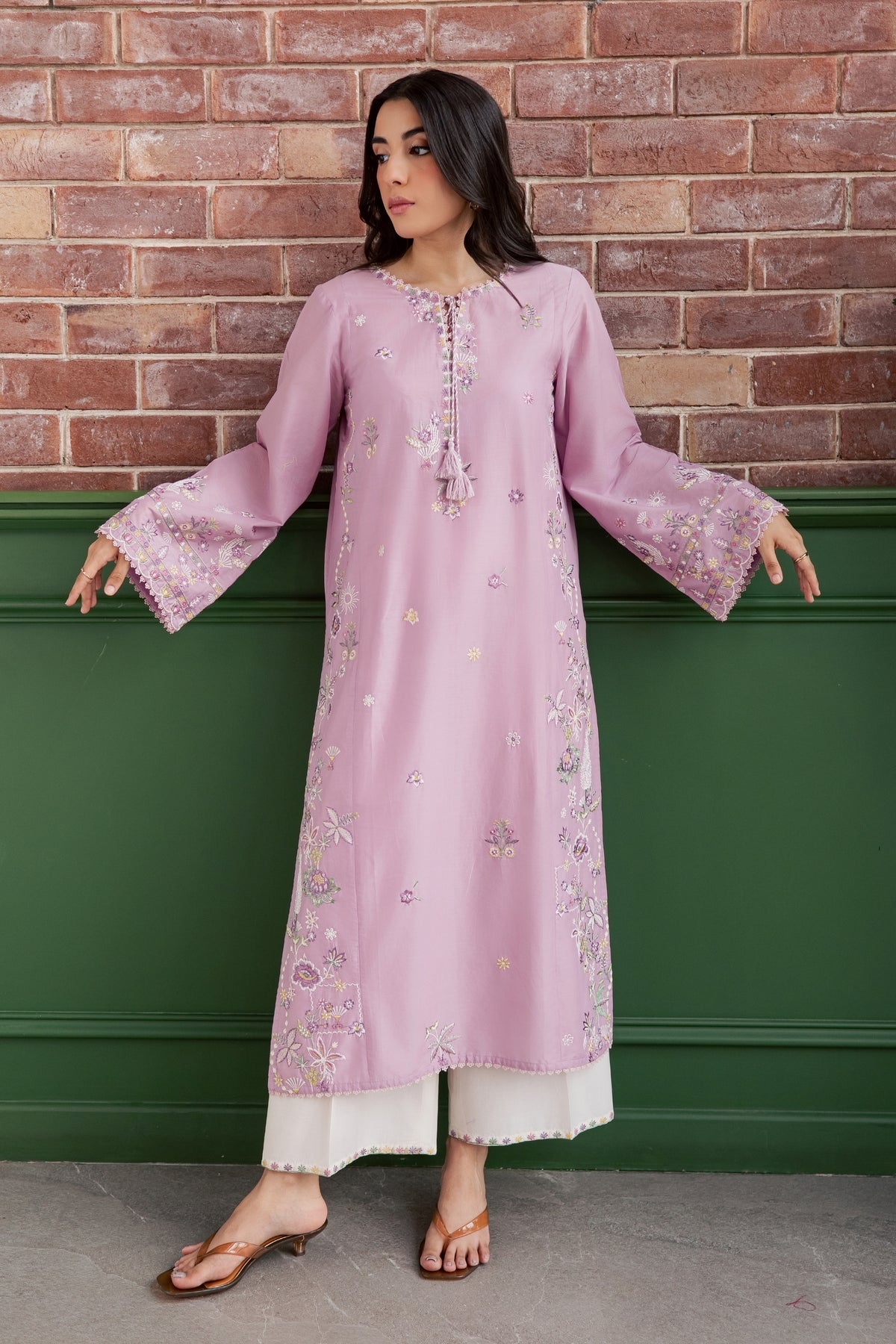 Muted Magic 2Pc - Embroidered Lawn Dress EverydayEdit26  BATIK   XS / Valerian / Pima Lawn