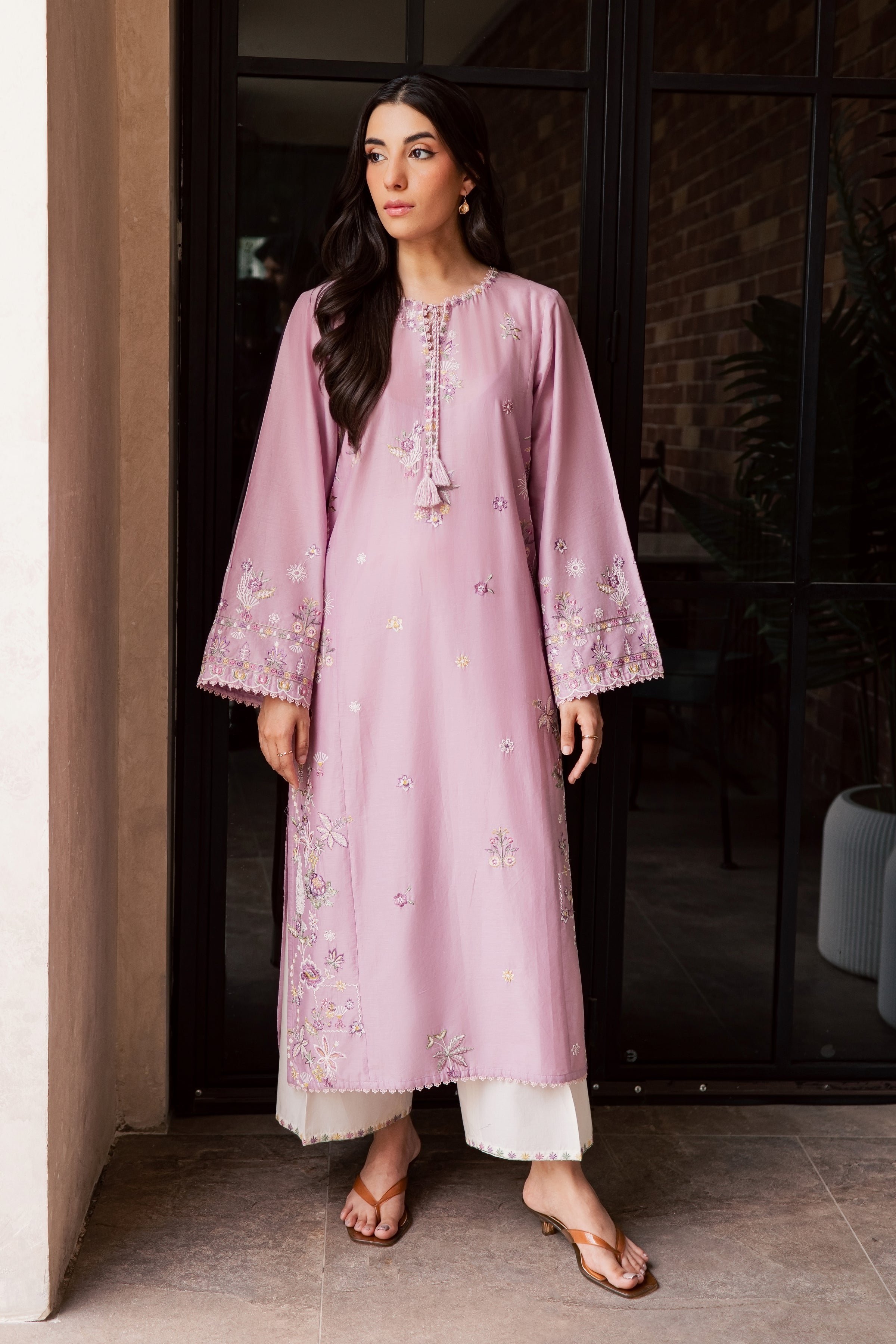 Muted Magic 2Pc - Embroidered Lawn Dress EverydayEdit26  BATIK   XS / Valerian / Pima Lawn