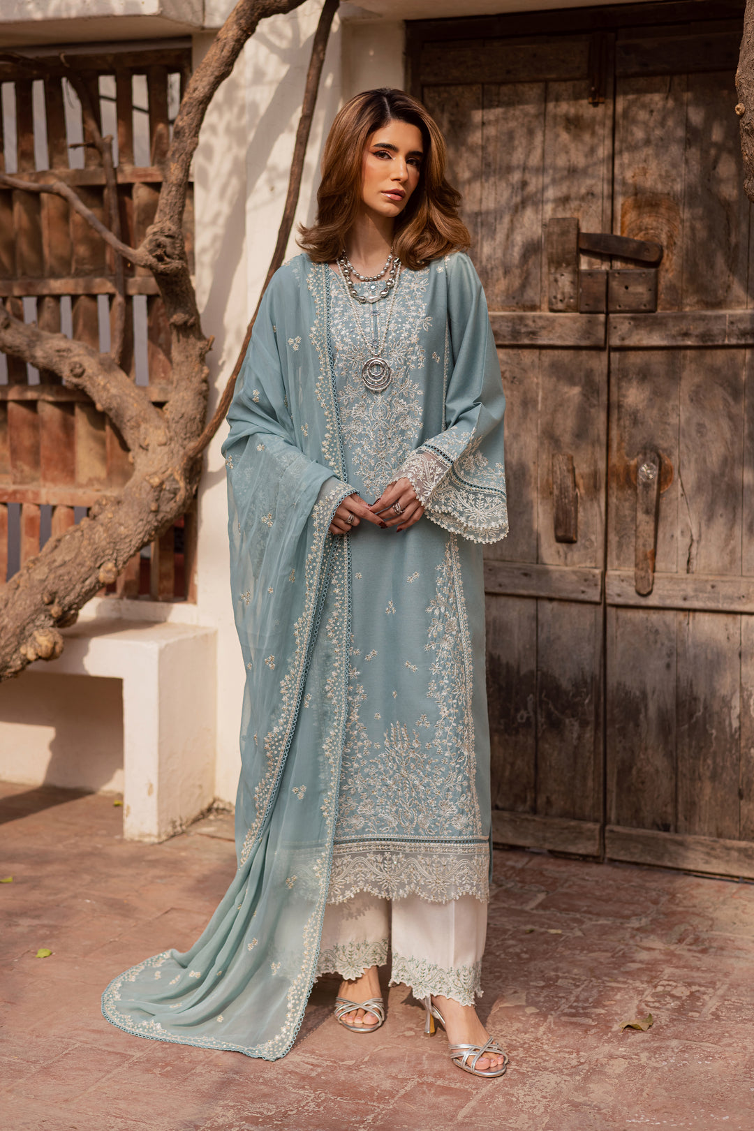  Naisha 3Pc - Embroidered Festive Pret BATIK WINTER PRET 2025  BATIK   XS / Ice Blue / Textured Cotton-S / Ice Blue / Textured Cotton-M / Ice Blue / Textured Cotton-L / Ice Blue / Textured Cotton-XL / Ice Blue / Textured Cotton