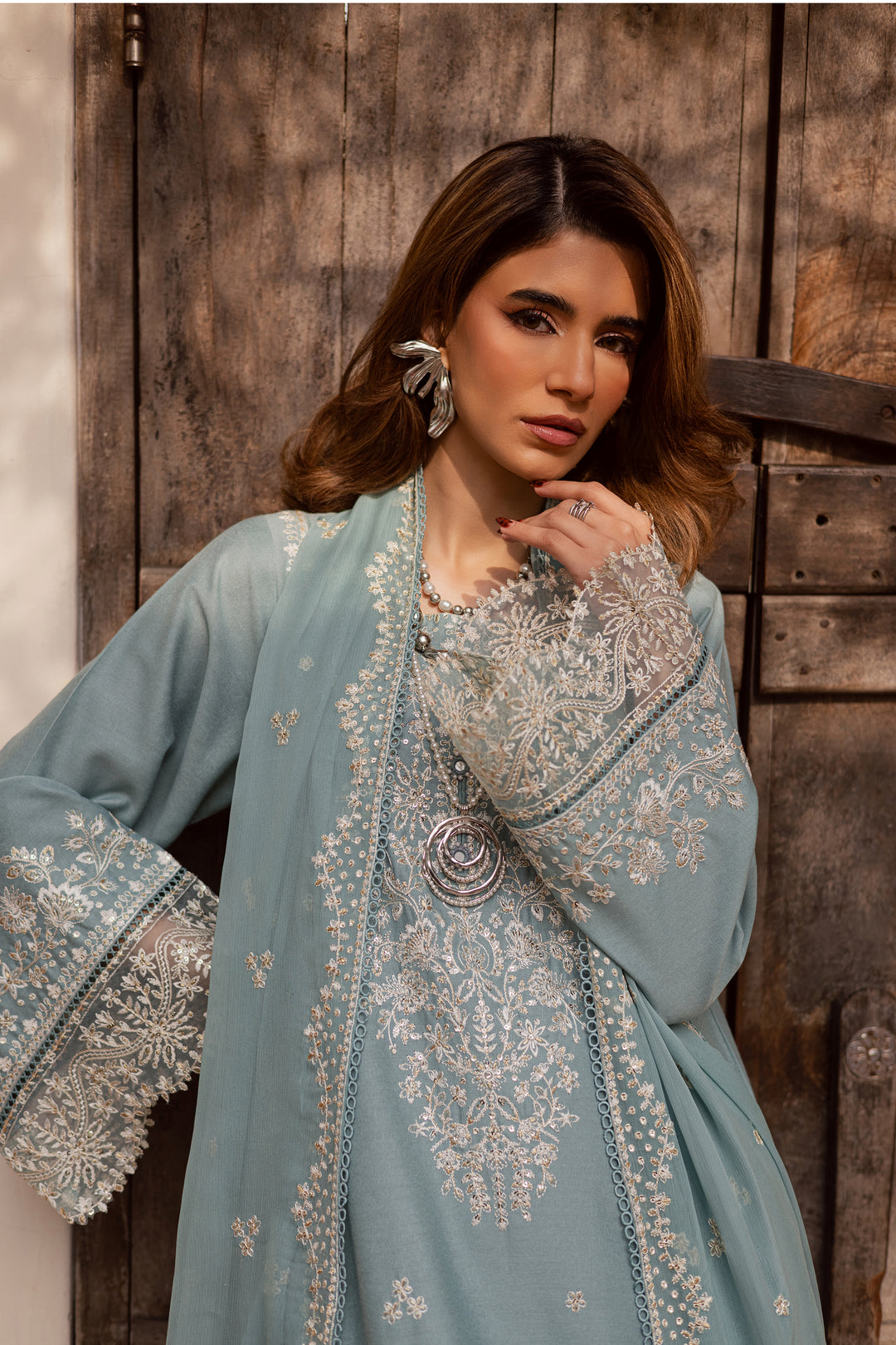  Naisha 3Pc - Embroidered Festive Pret BATIK WINTER PRET 2025  BATIK   XS / Ice Blue / Textured Cotton-S / Ice Blue / Textured Cotton-M / Ice Blue / Textured Cotton-L / Ice Blue / Textured Cotton-XL / Ice Blue / Textured Cotton