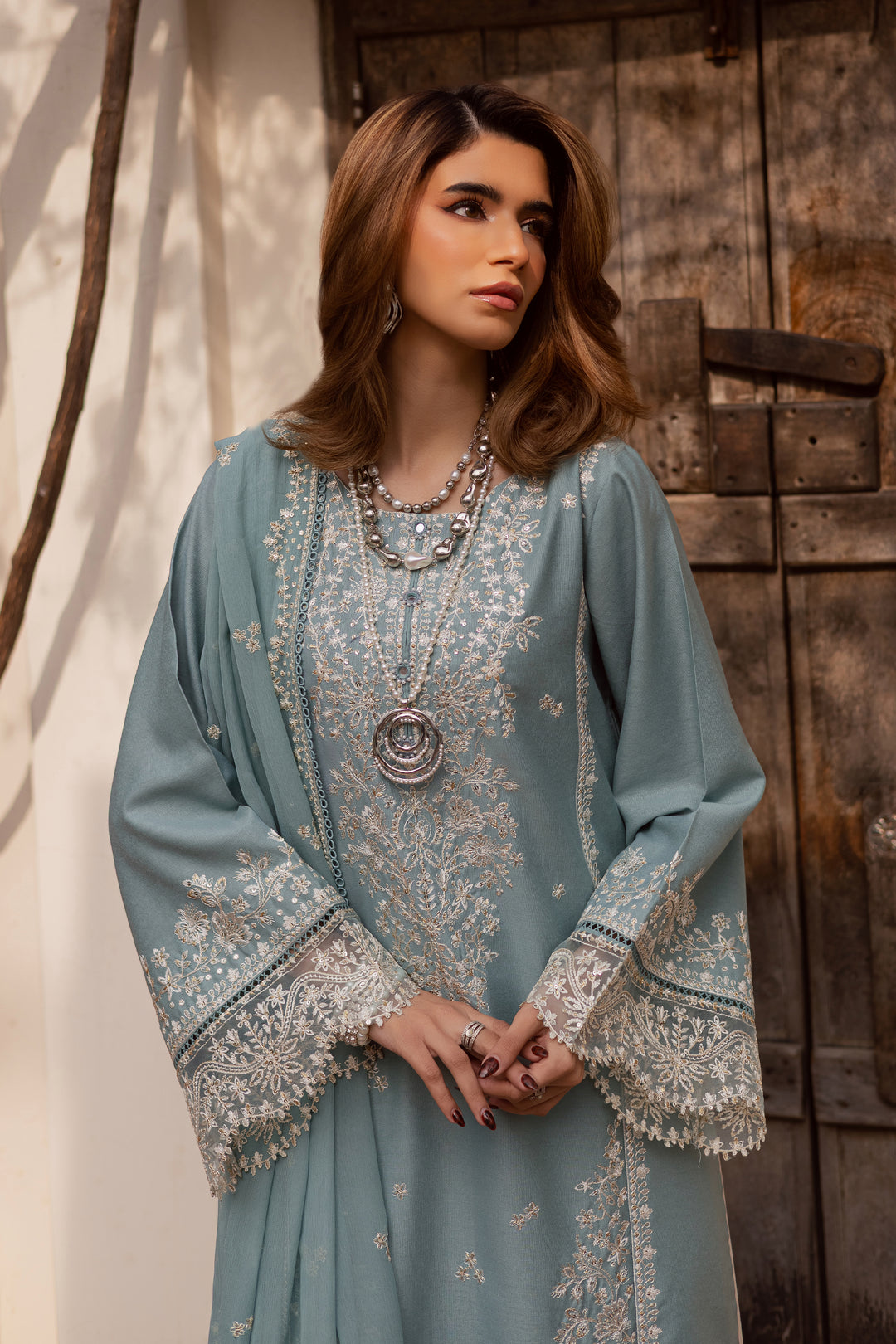  Naisha 3Pc - Embroidered Festive Pret BATIK WINTER PRET 2025  BATIK   XS / Ice Blue / Textured Cotton-S / Ice Blue / Textured Cotton-M / Ice Blue / Textured Cotton-L / Ice Blue / Textured Cotton-XL / Ice Blue / Textured Cotton