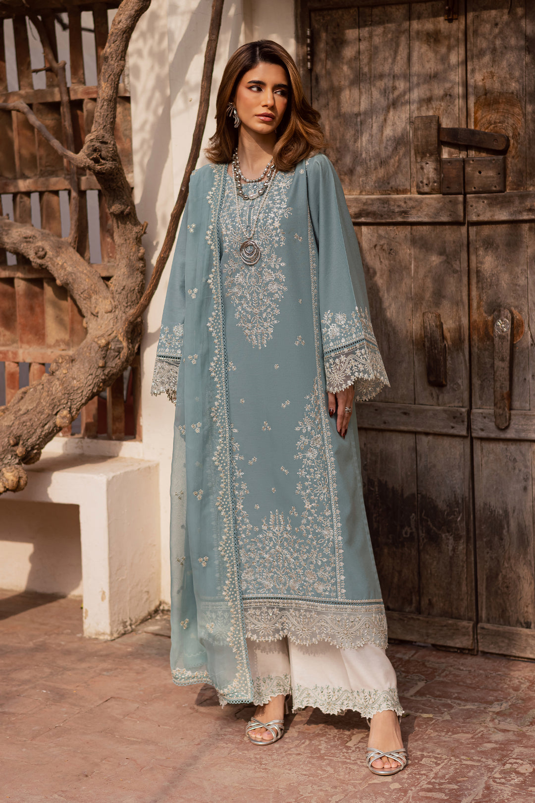  Naisha 3Pc - Embroidered Festive Pret BATIK WINTER PRET 2025  BATIK   XS / Ice Blue / Textured Cotton-S / Ice Blue / Textured Cotton-M / Ice Blue / Textured Cotton-L / Ice Blue / Textured Cotton-XL / Ice Blue / Textured Cotton