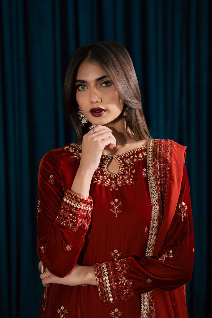  Naranji 3Pc - Velvet Formal Dress BATIKstudio  BATIK   S / Rust / Velvet-M / Rust / Velvet-L / Rust / Velvet