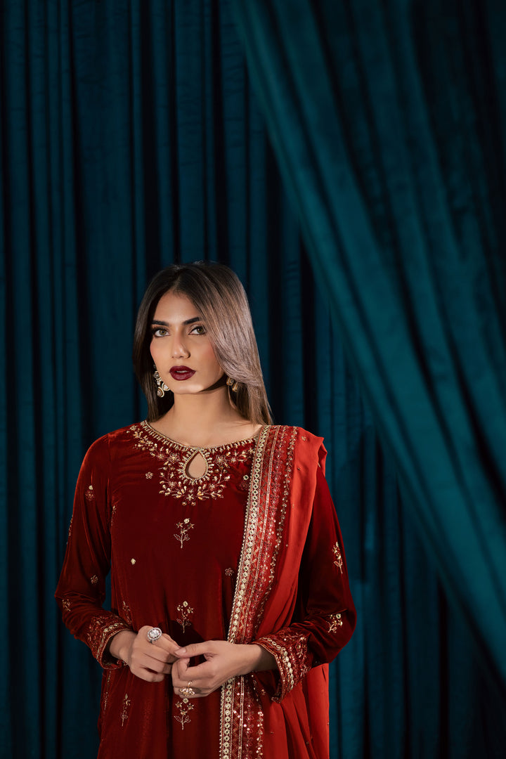  Naranji 3Pc - Velvet Formal Dress BATIKstudio  BATIK   S / Rust / Velvet-M / Rust / Velvet-L / Rust / Velvet