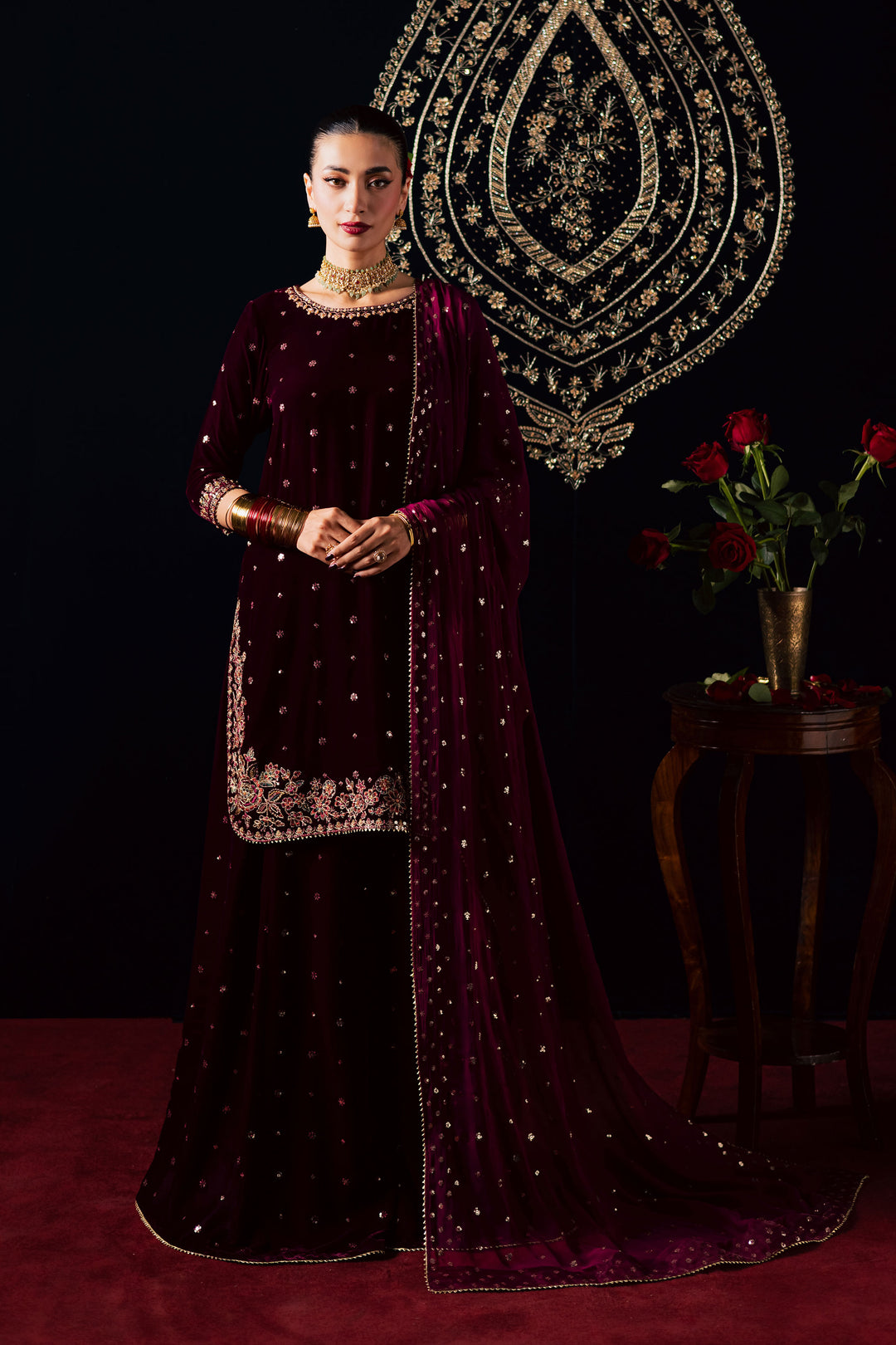  Nayaab 3Pc - Velvet Luxe Pret BATIKLuxePRET2025  BATIK   XS / Burgundy / Velvet-S / Burgundy / Velvet-M / Burgundy / Velvet-L / Burgundy / Velvet-XL / Burgundy / Velvet