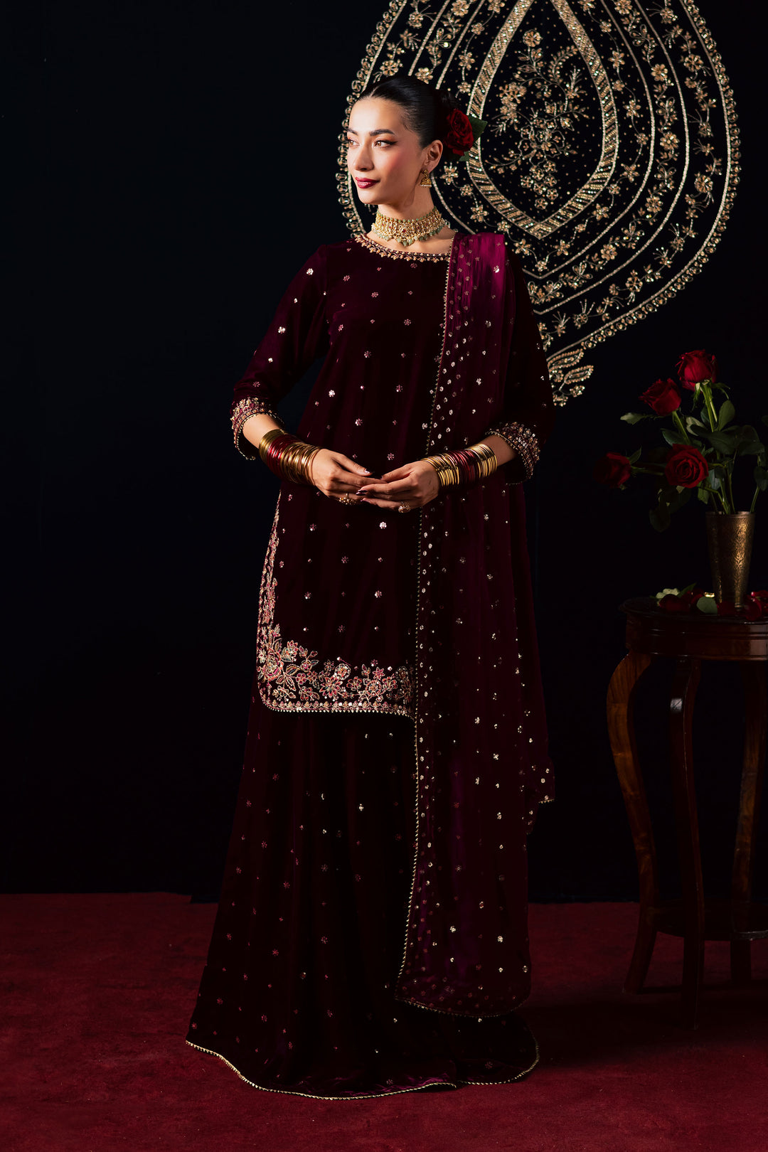  Nayaab 3Pc - Velvet Luxe Pret BATIKLuxePRET2025  BATIK   XS / Burgundy / Velvet-S / Burgundy / Velvet-M / Burgundy / Velvet-L / Burgundy / Velvet-XL / Burgundy / Velvet