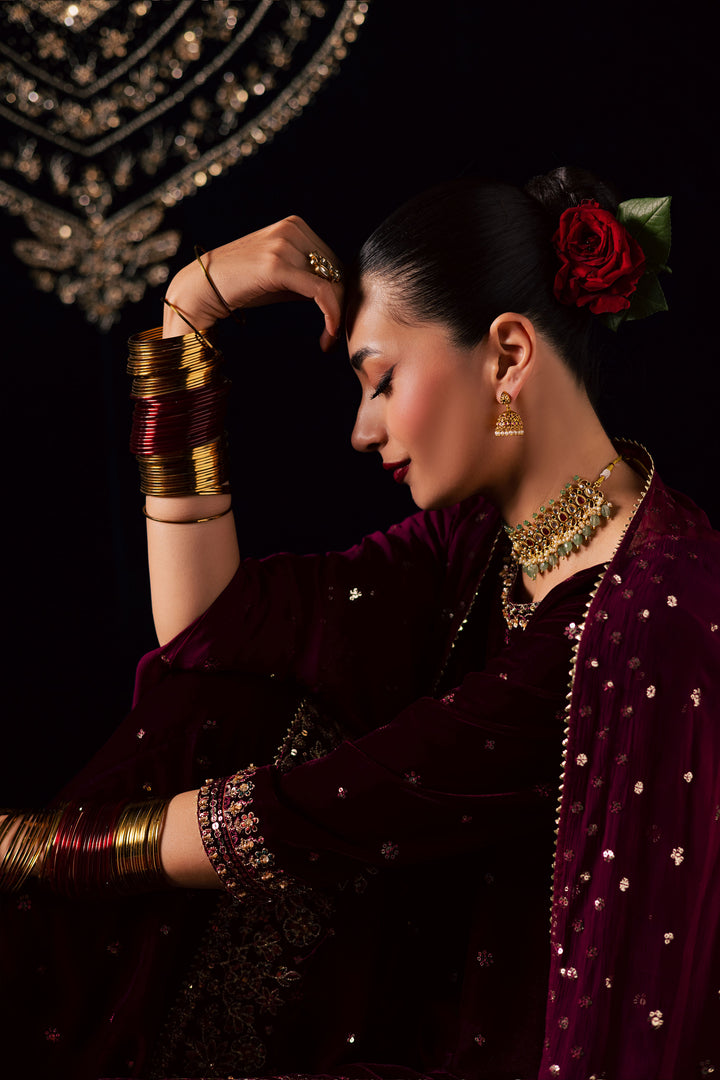  Nayaab 3Pc - Velvet Luxe Pret BATIKLuxePRET2025  BATIK   XS / Burgundy / Velvet-S / Burgundy / Velvet-M / Burgundy / Velvet-L / Burgundy / Velvet-XL / Burgundy / Velvet