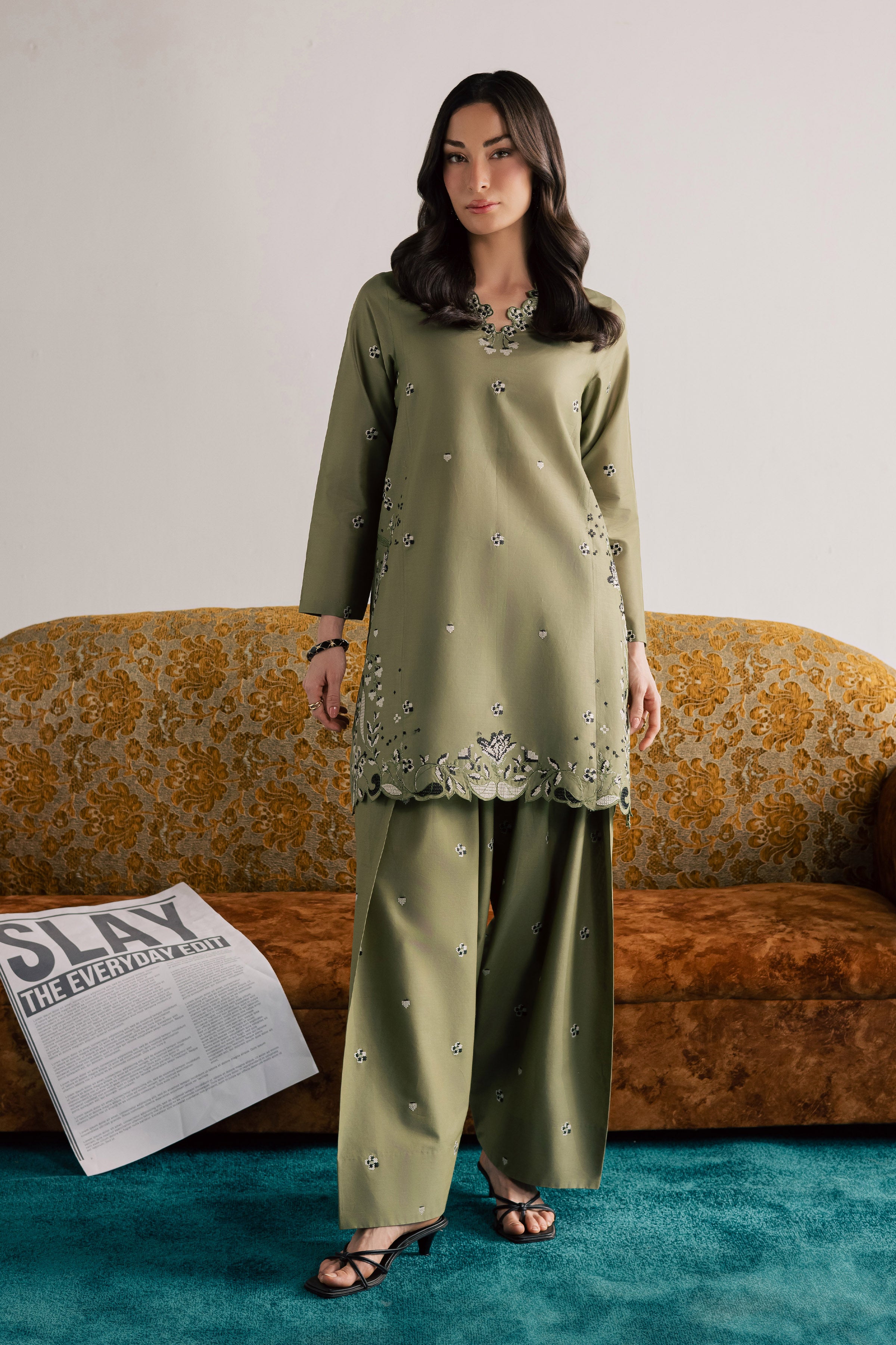  Nazni 2Pc - Embroidered Lawn Dress EverydayEdit26  BATIK   XS / Moss / Pima Lawn-S / Moss / Pima Lawn-M / Moss / Pima Lawn-L / Moss / Pima Lawn-XL / Moss / Pima Lawn