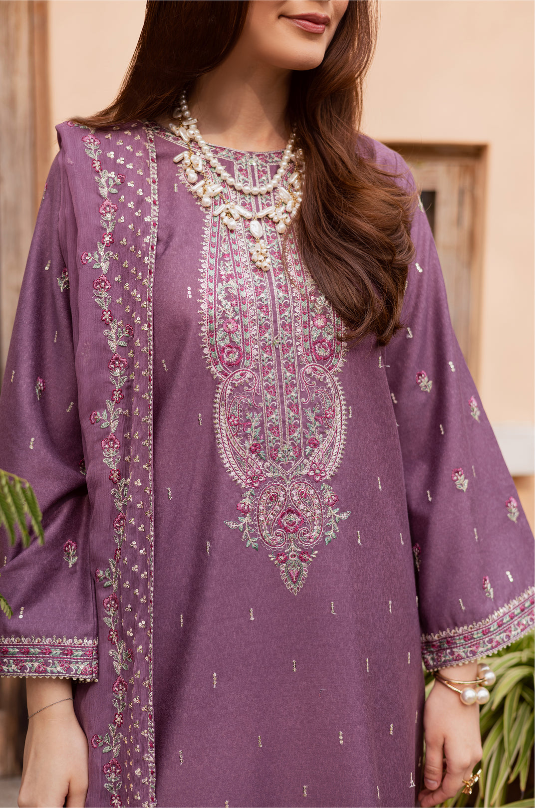  Neha 3Pc - Embroidered Festive Pret BATIK WINTER PRET 2025  BATIK   XS / Mauve / Textured Cotton-S / Mauve / Textured Cotton-M / Mauve / Textured Cotton-L / Mauve / Textured Cotton-XL / Mauve / Textured Cotton