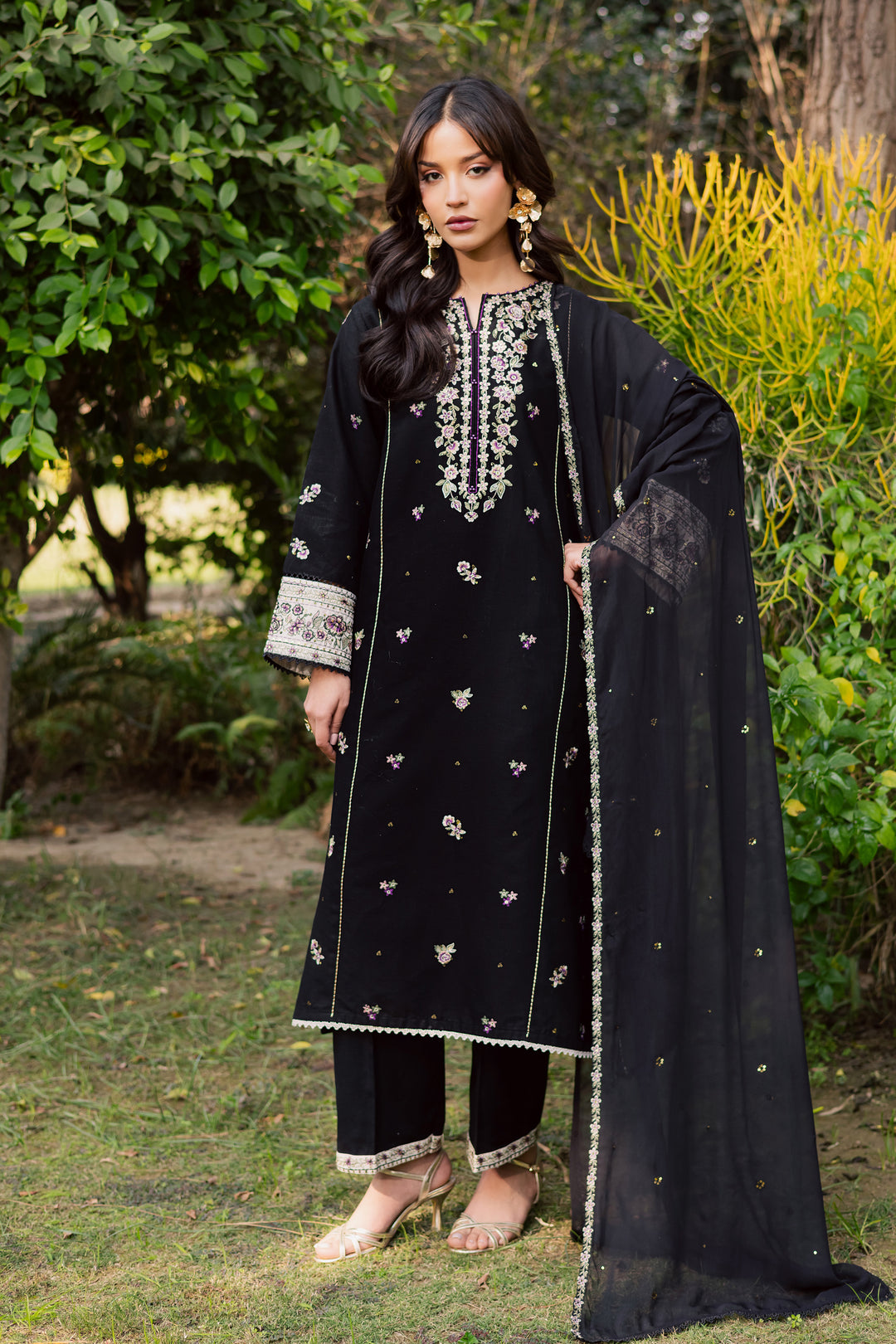  Night Bloom 3Pc - Embroidered Khaddar Dress BATIK WINTER PRET 2025  BATIK   XS / Black / Khaddar-S / Black / Khaddar-M / Black / Khaddar-L / Black / Khaddar-XL / Black / Khaddar