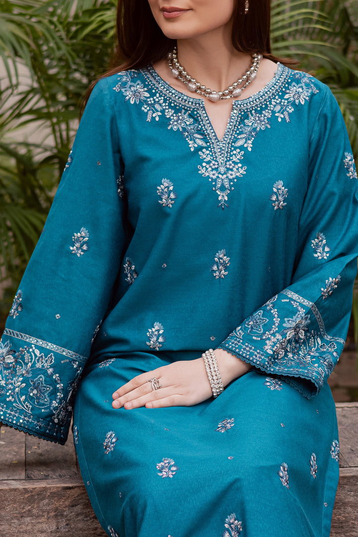  Nihal 3Pc - Embroidered Festive Pret BATIK WINTER PRET 2025  BATIK   XS / Teal / Textured Cotton-S / Teal / Textured Cotton-M / Teal / Textured Cotton-L / Teal / Textured Cotton-XL / Teal / Textured Cotton