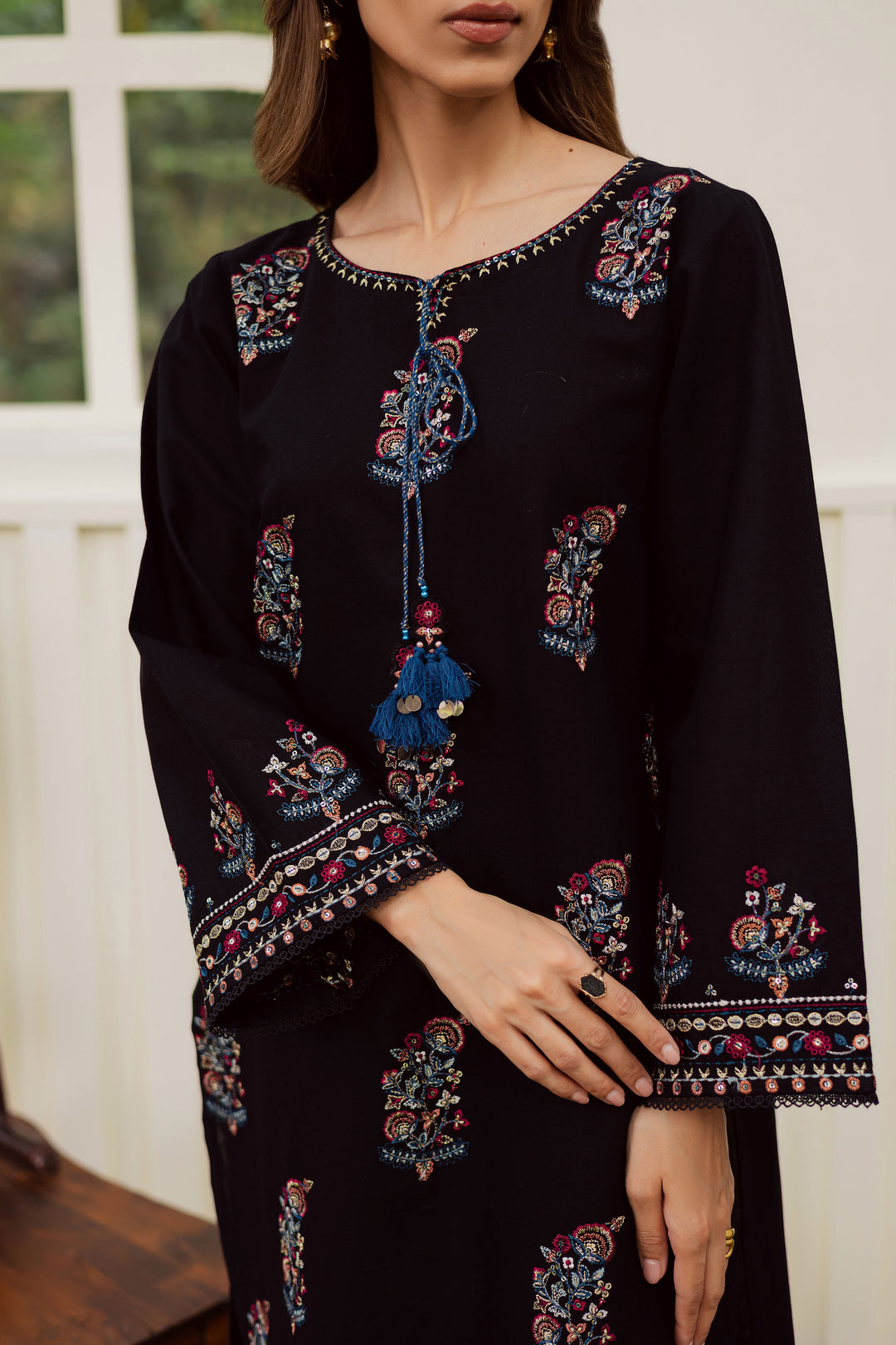  Noir Stitch 2Pc - Embroidered Khaddar Dress BATIK WINTER PRET 2025  BATIK   XS / Black / Khaddar-S / Black / Khaddar-M / Black / Khaddar-L / Black / Khaddar-XL / Black / Khaddar