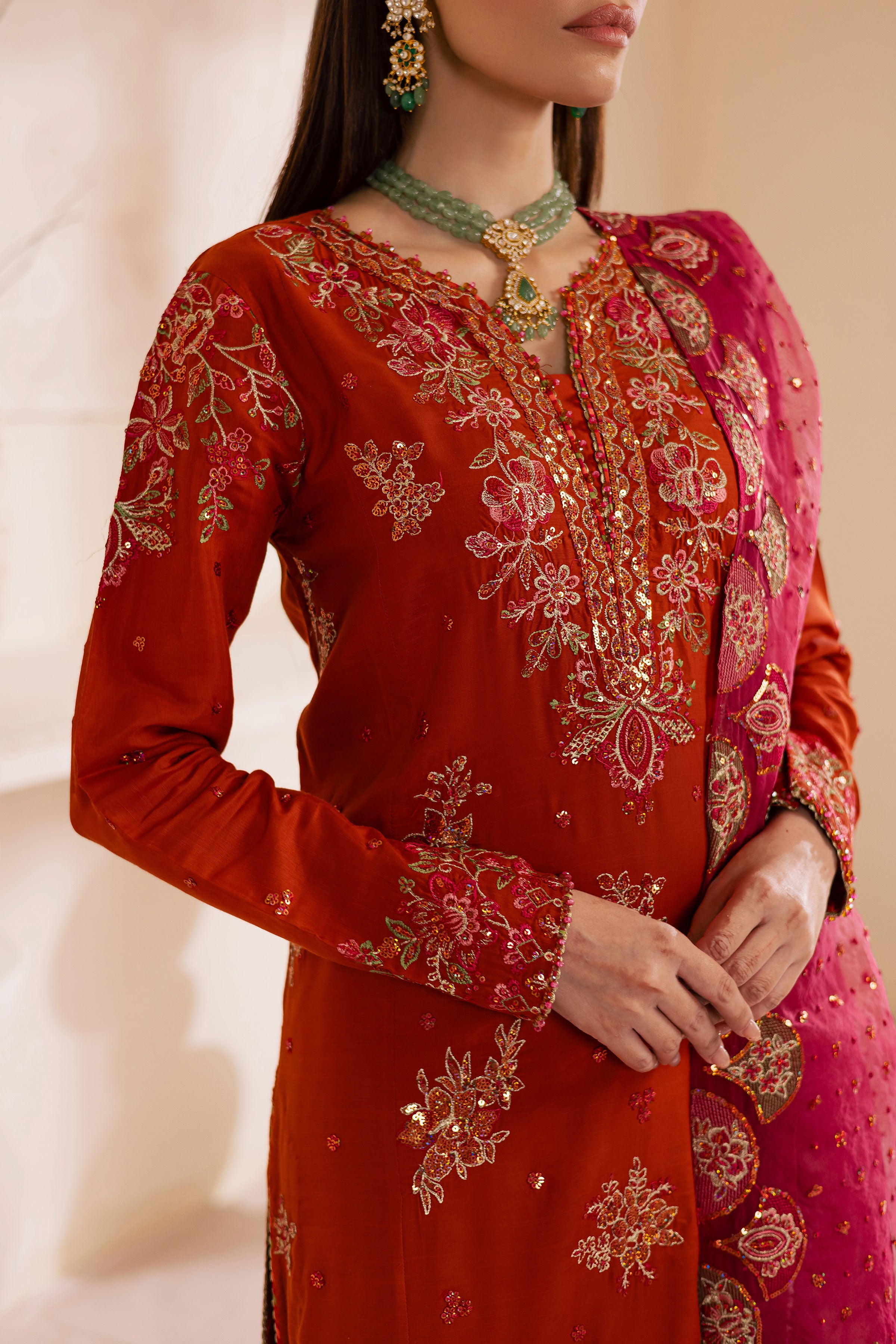  Noor e Gulnaar 3Pc - Embroidered Luxe Pret BATIKLuxePRET2025  BATIK   XS / Rust / Raw Silk & Organza-S / Rust / Raw Silk & Organza-M / Rust / Raw Silk & Organza-L / Rust / Raw Silk & Organza-XL / Rust / Raw Silk & Organza