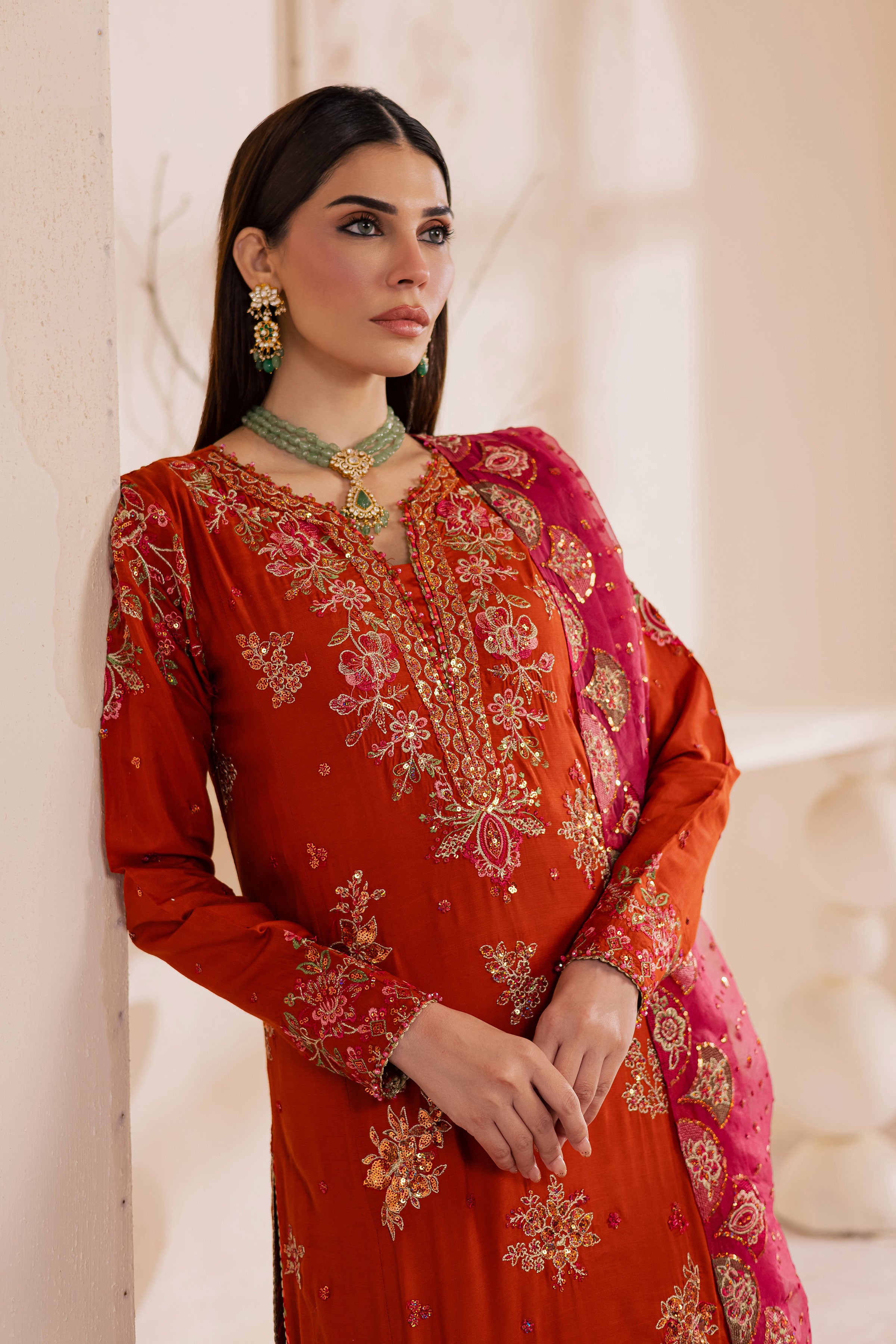  Noor e Gulnaar 3Pc - Embroidered Luxe Pret BATIKLuxePRET2025  BATIK   XS / Rust / Raw Silk & Organza-S / Rust / Raw Silk & Organza-M / Rust / Raw Silk & Organza-L / Rust / Raw Silk & Organza-XL / Rust / Raw Silk & Organza