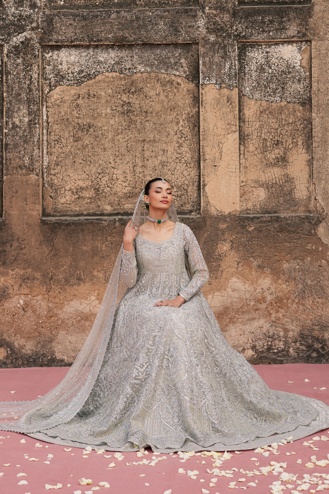  Noor e Sahar 3Pc - Bridal Dress BATIKSTUDIO2025  BATIK   S / Silver / Organza-M / Silver / Organza-L / Silver / Organza