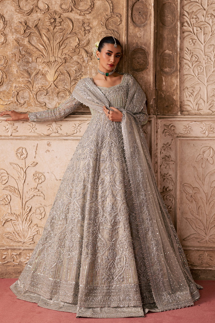  Noor e Sahar 3Pc - Bridal Dress BATIKSTUDIO2025  BATIK   S / Silver / Organza-M / Silver / Organza-L / Silver / Organza