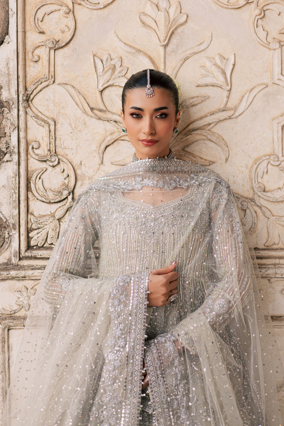  Noor e Sahar 3Pc - Bridal Dress BATIKSTUDIO2025  BATIK   S / Silver / Organza-M / Silver / Organza-L / Silver / Organza