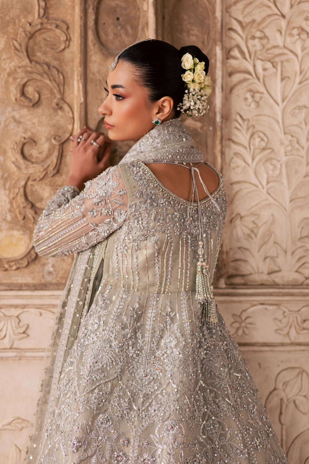  Noor e Sahar 3Pc - Bridal Dress BATIKSTUDIO2025  BATIK   S / Silver / Organza-M / Silver / Organza-L / Silver / Organza