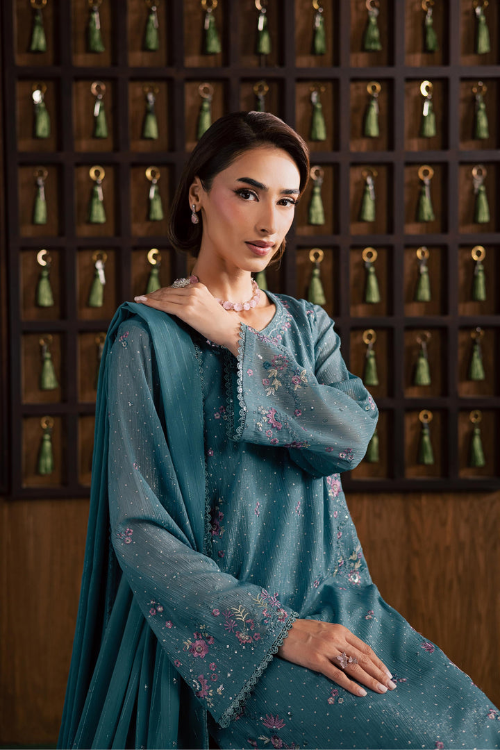  Noore 3Pc - Festive Luxury Formal BATIKSS26  BATIK   S / Aqua / Zari Crinkle-M / Aqua / Zari Crinkle-L / Aqua / Zari Crinkle