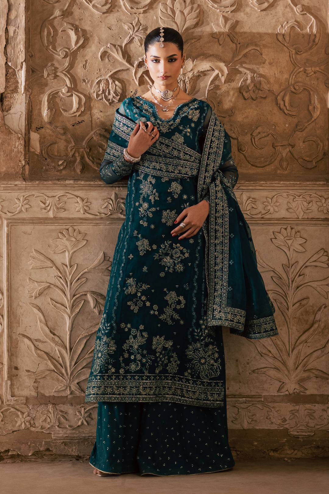  Noorie 3Pc- Festive Luxe Pret BATIKLuxePRET  BATIK   XS / Teal / Organza-S / Teal / Organza-M / Teal / Organza-L / Teal / Organza-XL / Teal / Organza