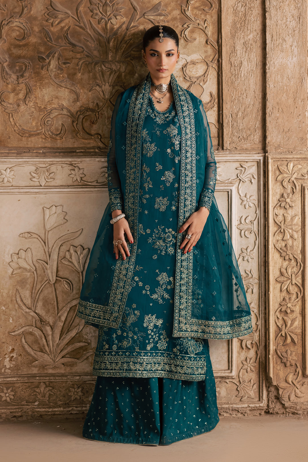  Noorie 3Pc- Festive Luxe Pret BATIKLuxePRET  BATIK   XS / Teal / Organza-S / Teal / Organza-M / Teal / Organza-L / Teal / Organza-XL / Teal / Organza