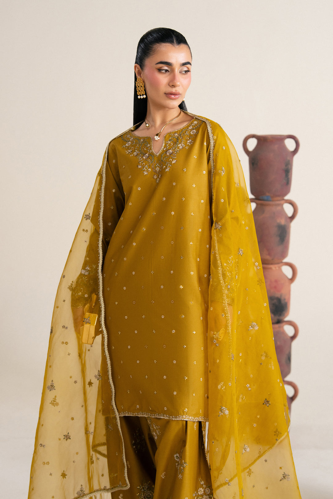  Nuraisa 3Pc - Festive Eid Pret BATIKSS26  BATIK   XS / Mehndi / Giza-S / Mehndi / Giza-M / Mehndi / Giza-L / Mehndi / Giza-XL / Mehndi / Giza