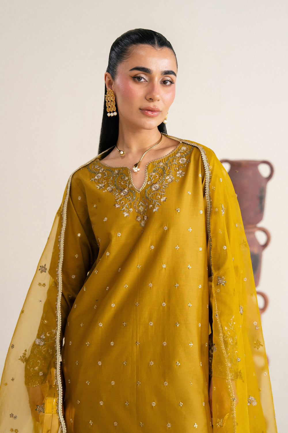  Nuraisa 3Pc - Festive Eid Pret BATIKSS26  BATIK   XS / Mehndi / Giza-S / Mehndi / Giza-M / Mehndi / Giza-L / Mehndi / Giza-XL / Mehndi / Giza