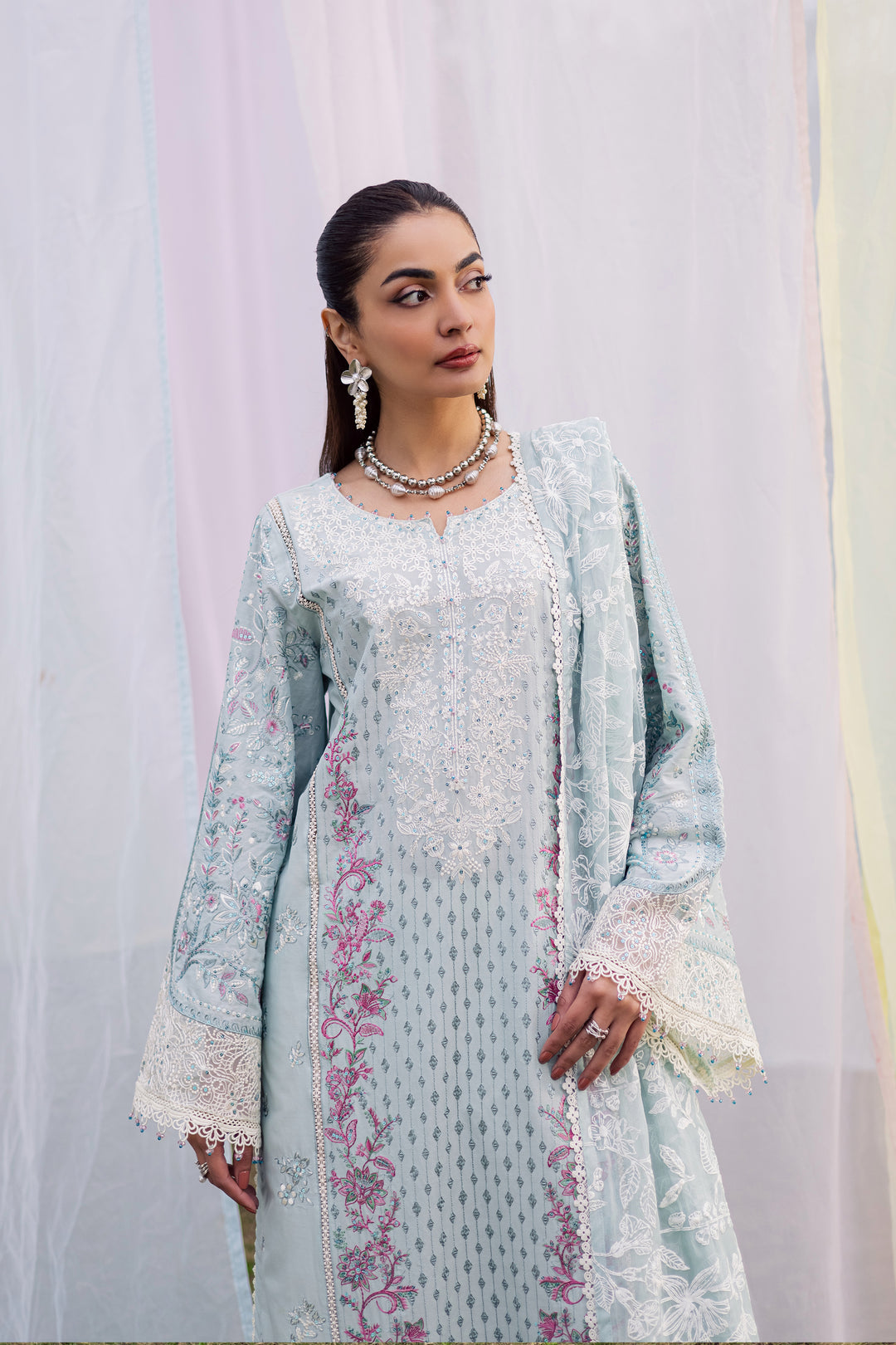  Ocean Swan 3Pc - Festive Embroidered Lawn BATIKEID2026  BATIK   XS / Ice Blue / Pima Lawn-S / Ice Blue / Pima Lawn-M / Ice Blue / Pima Lawn-L / Ice Blue / Pima Lawn-XL / Ice Blue / Pima Lawn