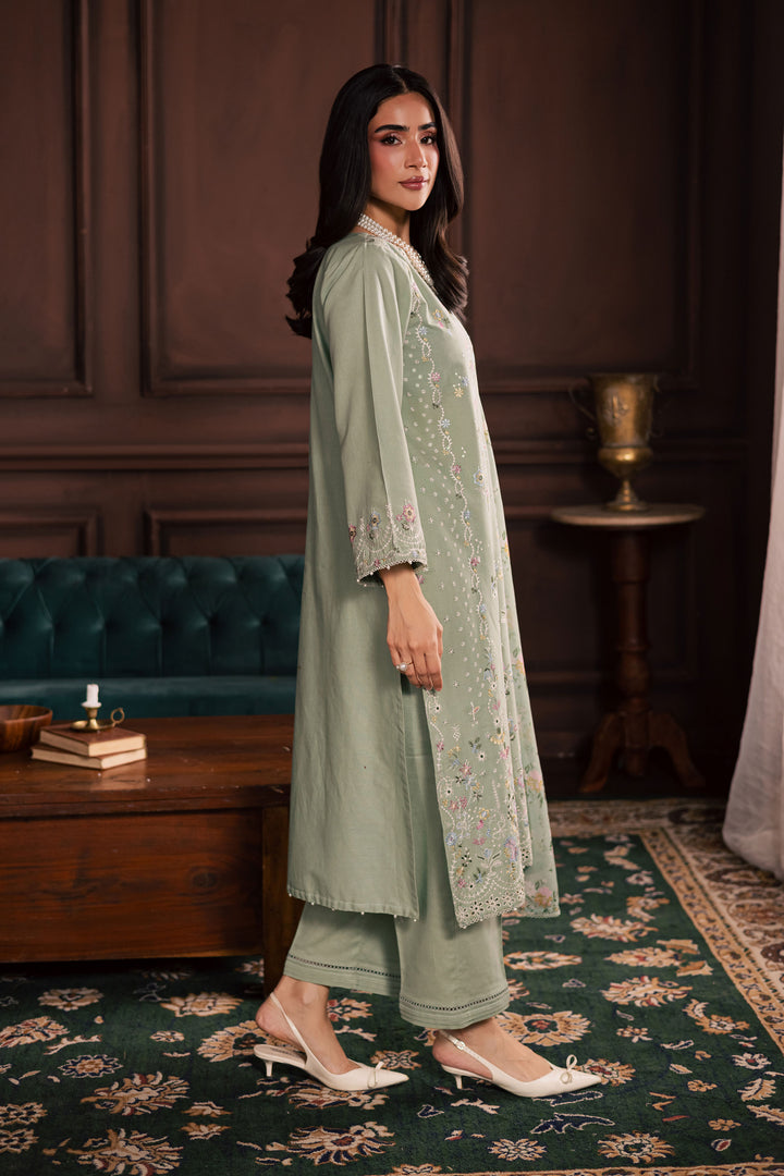  October 3Pc - Embroidered Khaddar Dress BATIK WINTER PRET 2025  BATIK   XS / Sea Green / Khaddar-S / Sea Green / Khaddar-M / Sea Green / Khaddar-L / Sea Green / Khaddar-XL / Sea Green / Khaddar