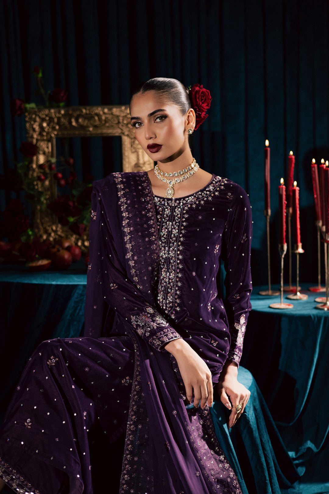  Odin 3Pc - Velvet Formal Dress BATIKSTUDIO2025  BATIK   S / Violet / Velvet-M / Violet / Velvet-L / Violet / Velvet