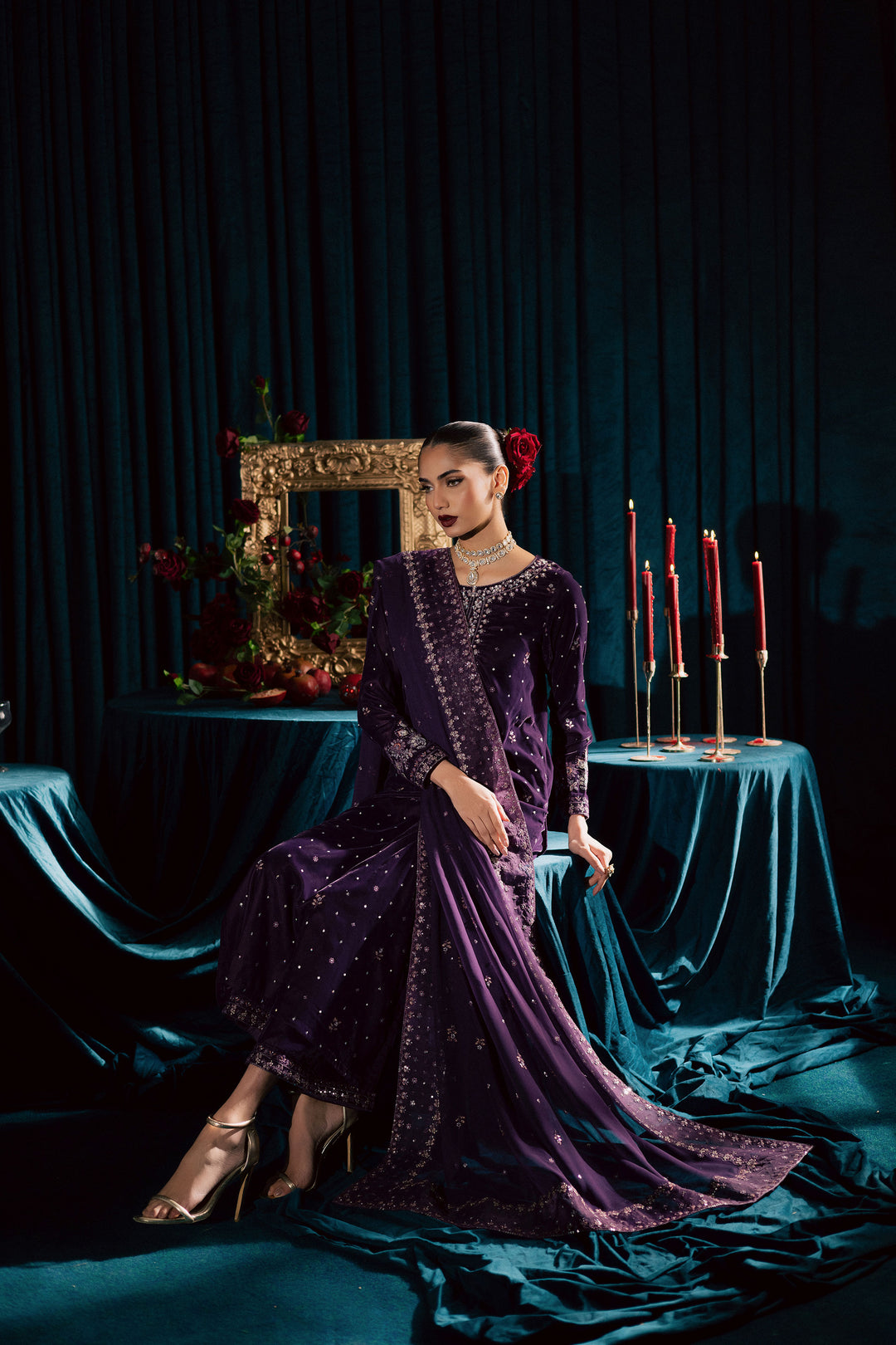  Odin 3Pc - Velvet Formal Dress BATIKSTUDIO2025  BATIK   S / Violet / Velvet-M / Violet / Velvet-L / Violet / Velvet