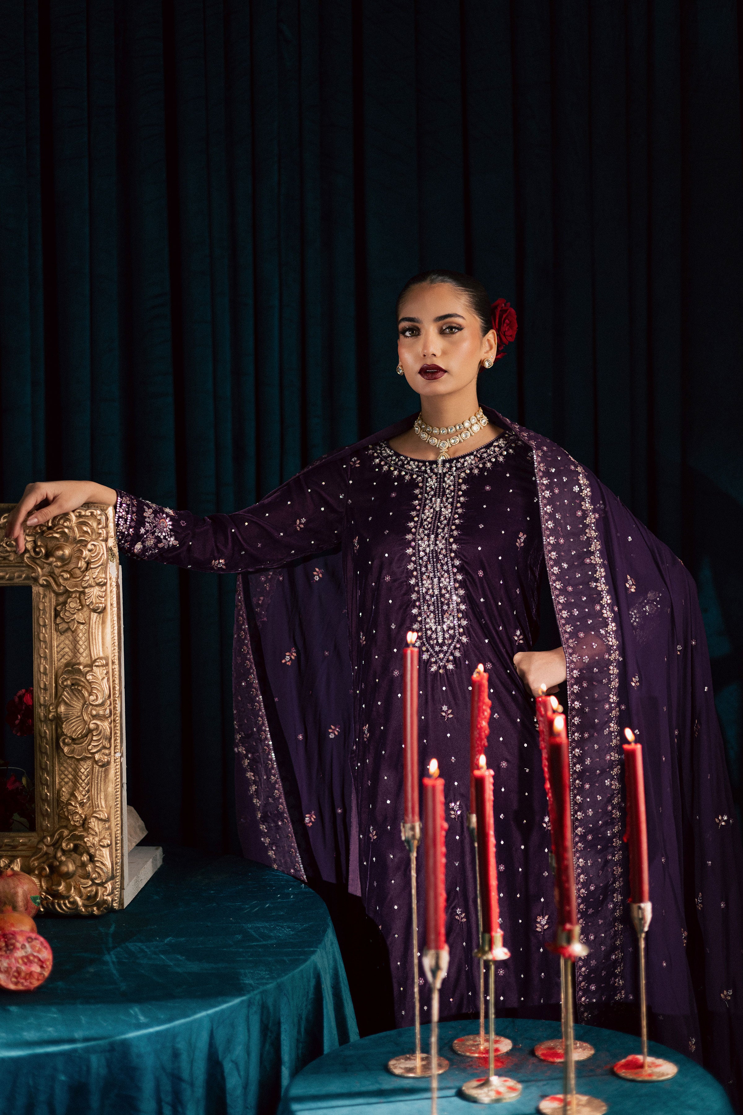  Odin 3Pc - Velvet Formal Dress BATIKSTUDIO2025  BATIK   S / Violet / Velvet-M / Violet / Velvet-L / Violet / Velvet