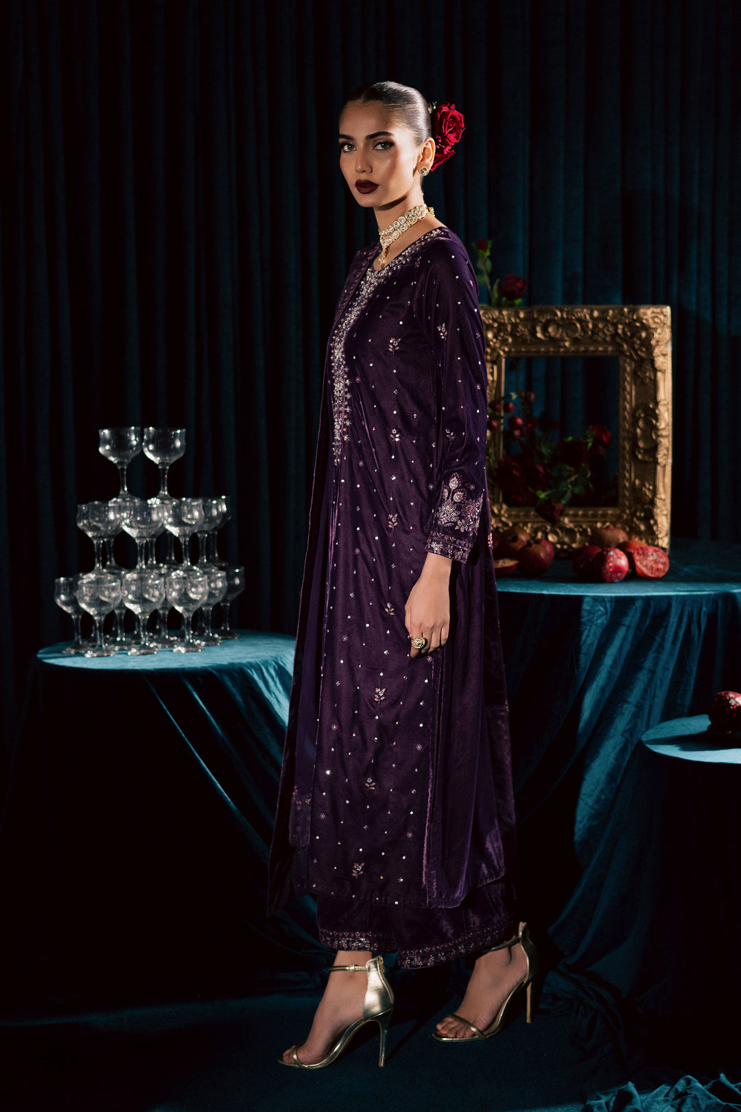 Odin 3Pc - Velvet Formal Dress BATIKSTUDIO2025  BATIK   S / Violet / Velvet-M / Violet / Velvet-L / Violet / Velvet